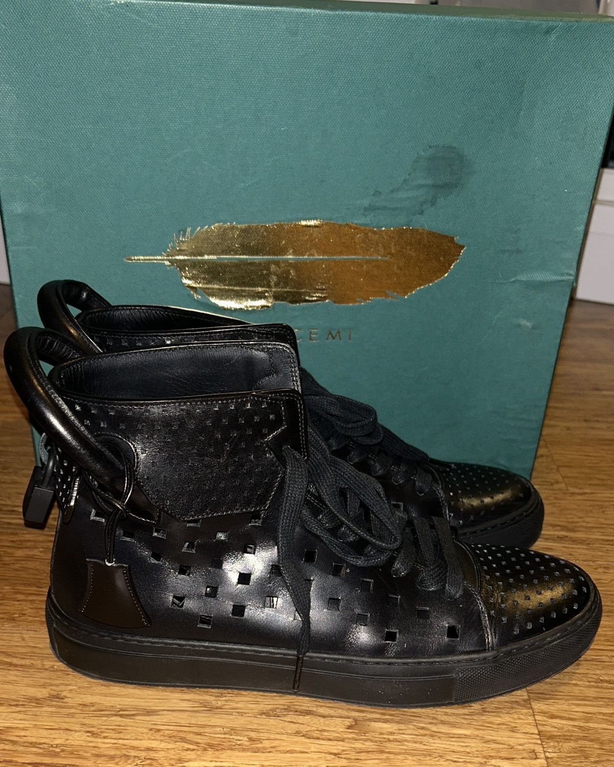 Buscemi BUSCEMI 125MM Square Hole Black Perforated Leather Sneakers Size US 10 / EU 43 - 3 Thumbnail