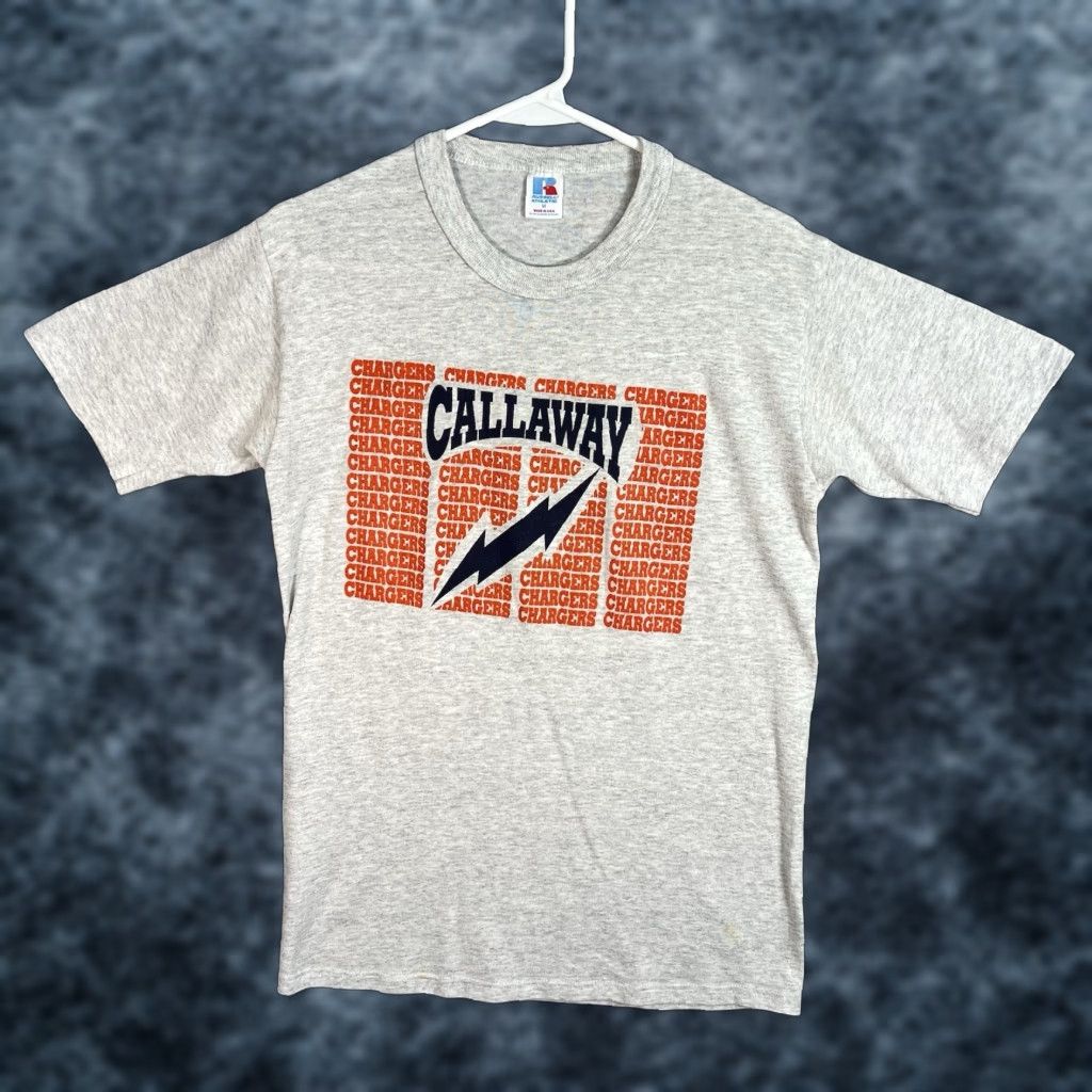 Russell Athletic VINTAGE Russell Athletic Callaway Chargers T Shirt Adult Medium Gray Mens Modern Graphic Tee 1990s Sportswear Shirts Mens Size US M / EU 48-50 / 2 - 1 Thumbnail