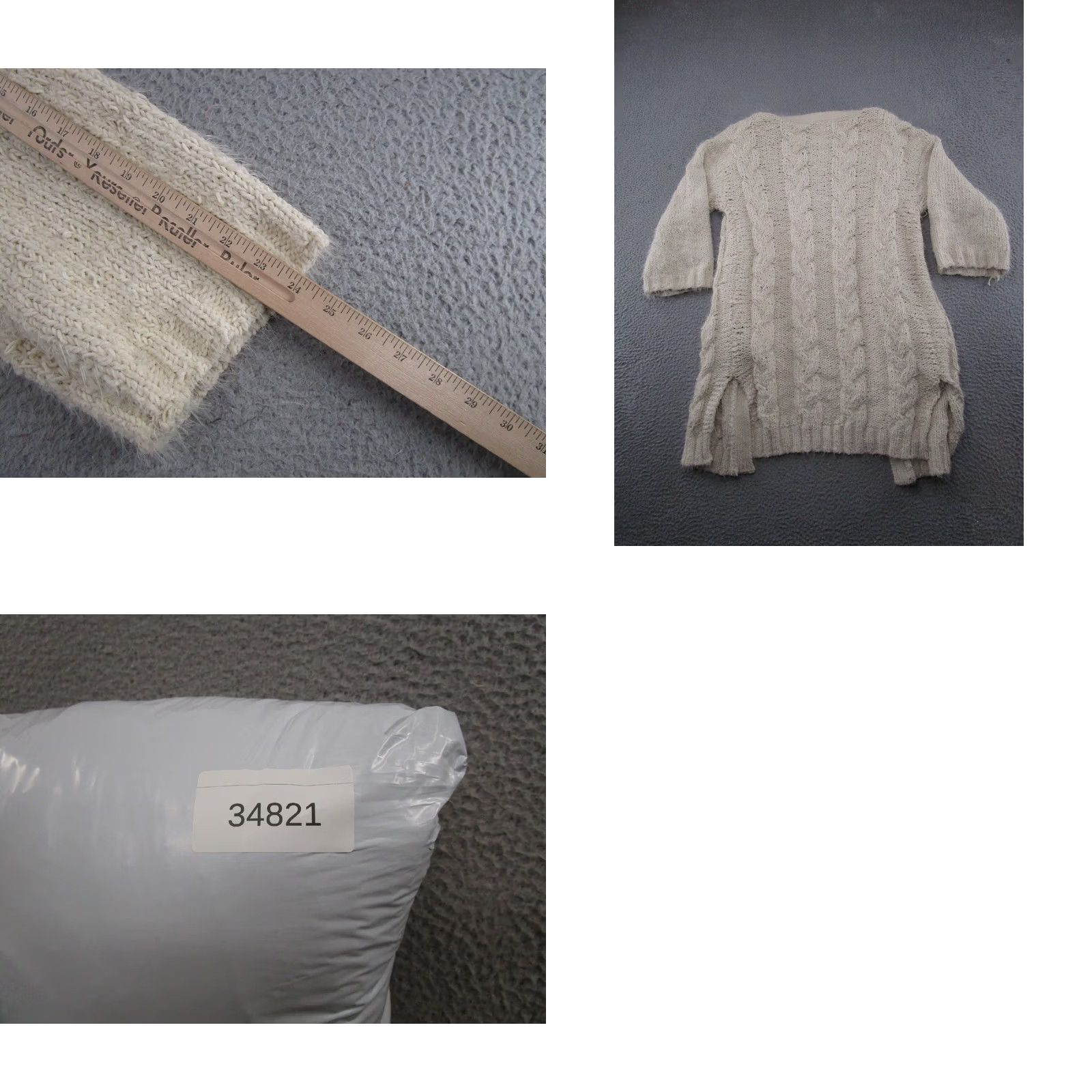 Vintage POL Women's Open Front Ivory Distressed Knit Heavy Cardigan Sweater M Boho Sweater Cardigan Womens Size M / US 6-8 / IT 42-44 - 8 Thumbnail