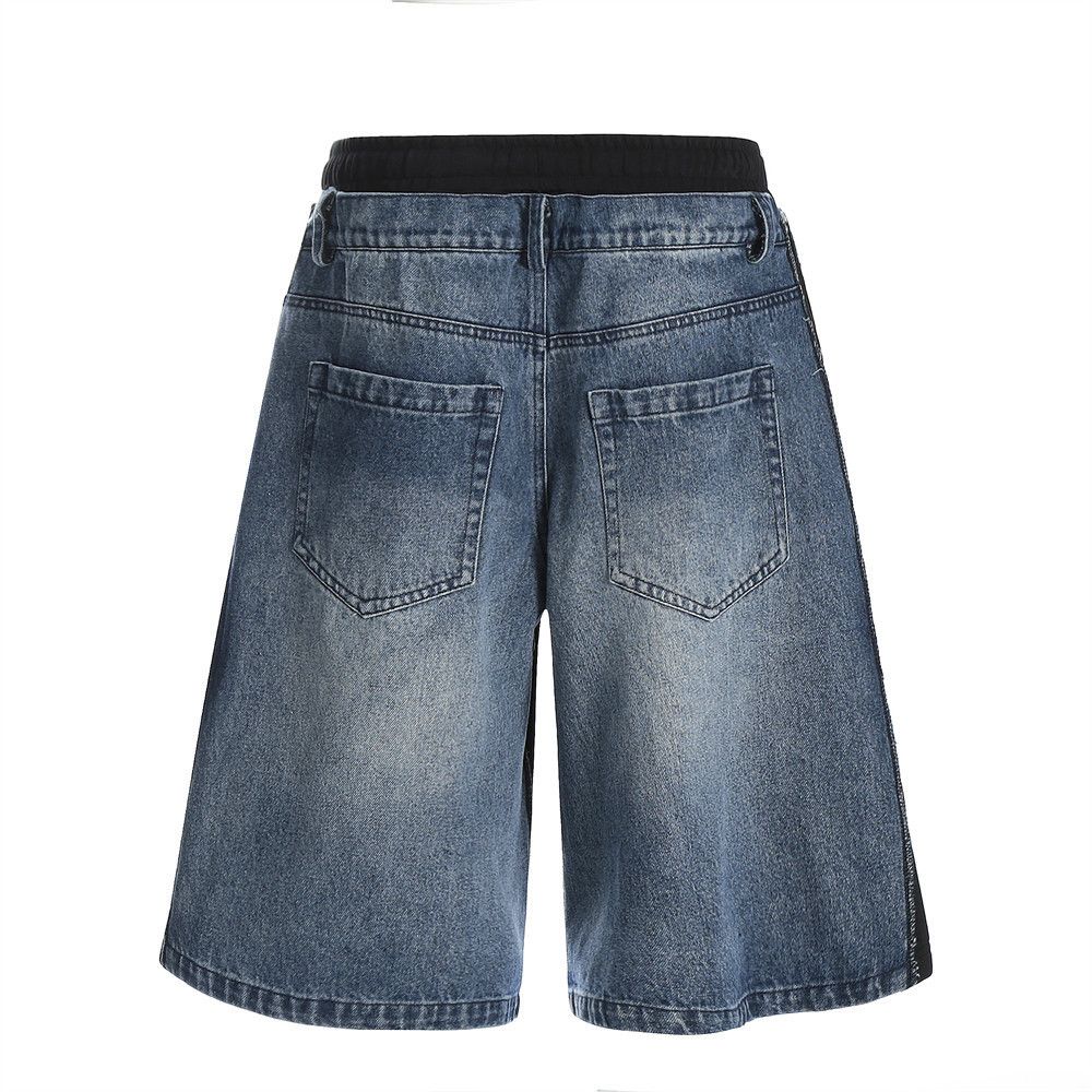 Japanese Brand × Jean Men's loose straight elastic waist stitching denim shorts Size US 32 / EU 48 - 3 Thumbnail