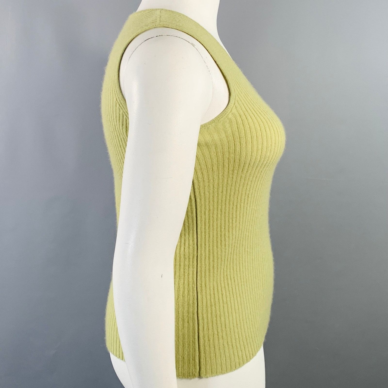 Tse TSE Size L Green Cashmere Rib Knit Sleeveless Casual Top Size L / US 10 / IT 46 - 2 Thumbnail