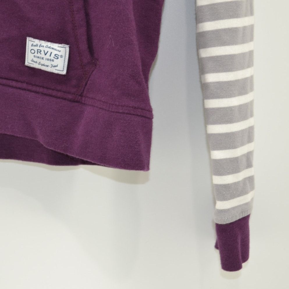 Orvis Orvis Womens Hooded Sweater Top Striped Burgundy Pocket Sz S Size S / US 4 / IT 40 - 9 Thumbnail