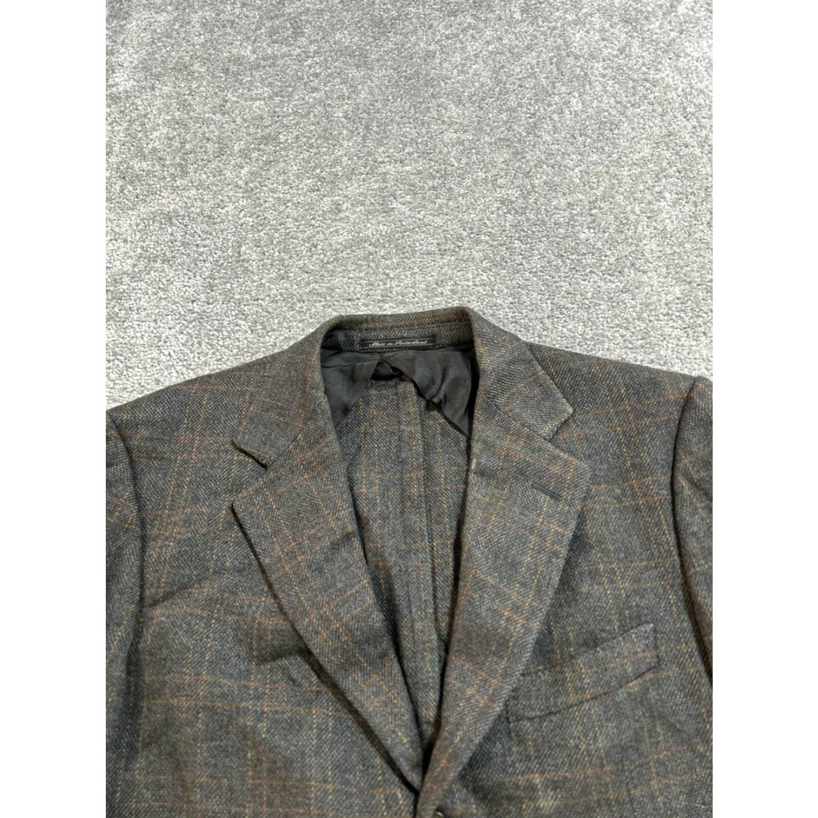 Ermenegildo Zegna Ermenegildo Zegna Blazer Sports Coat Mens 42 Gray Wool Cashmere 2 Piece Tweed Double-Vented Notch Lapel Plaid Regular Single-Breasted Two-Button Size 42R - 2 Thumbnail