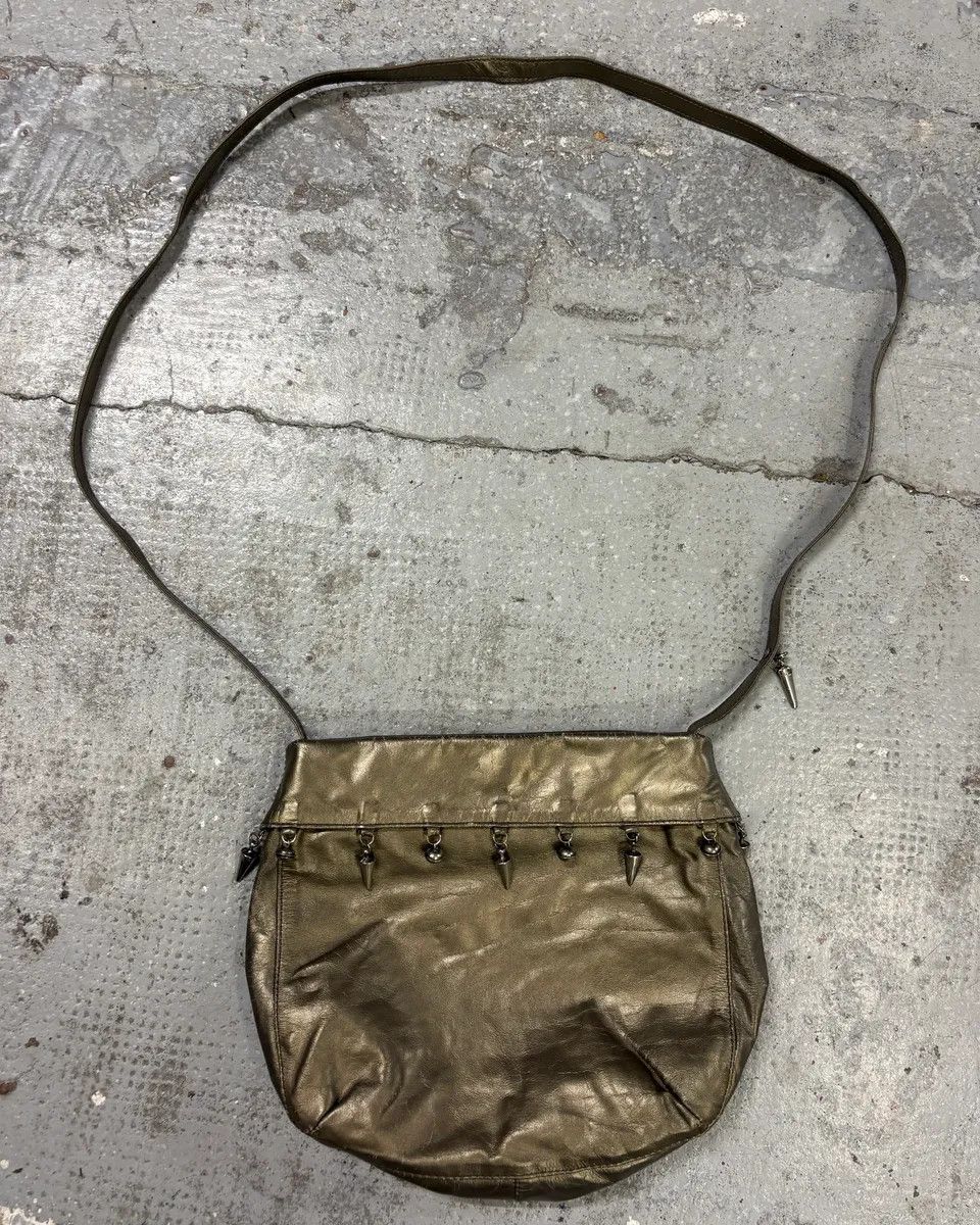 Prada Gold Leather Studded Shoulder Bag