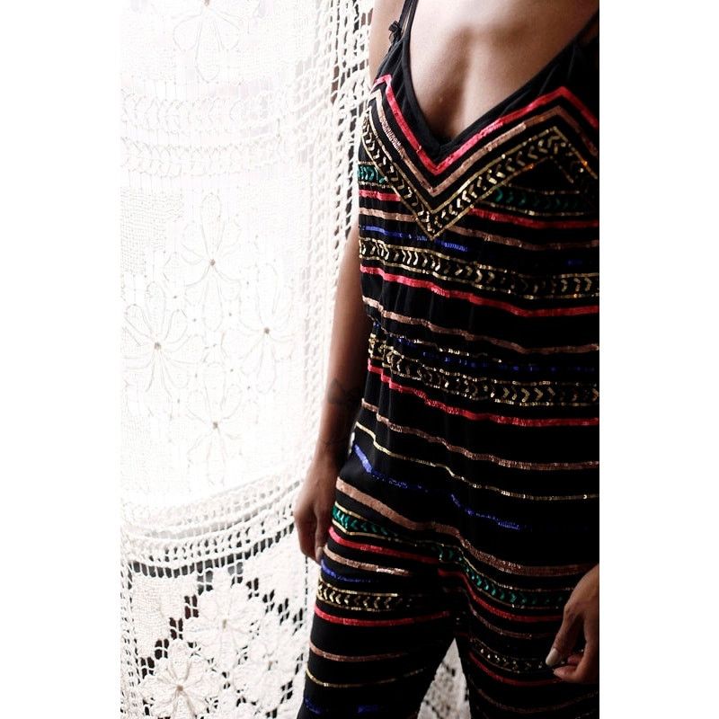 Mara Hoffman Mara Hoffman Sequin Striped Jumpsuit black size XS Size 26" / US 2 / IT 38 - 5 Thumbnail