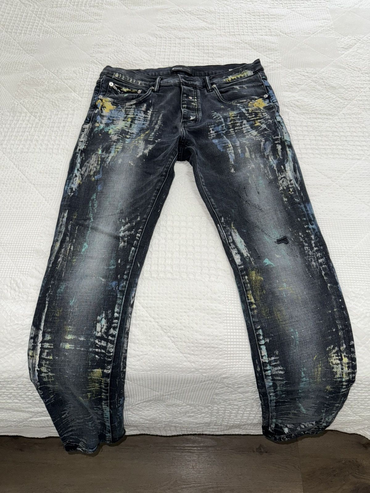 Purple Brand Paint Splatter Skinny Jeans