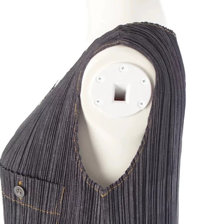 Issey Miyake Issey Miyake size:2 Black denim patterned sleeveless pleat Size XS / US 0-2 / IT 36-38 - 4 Thumbnail