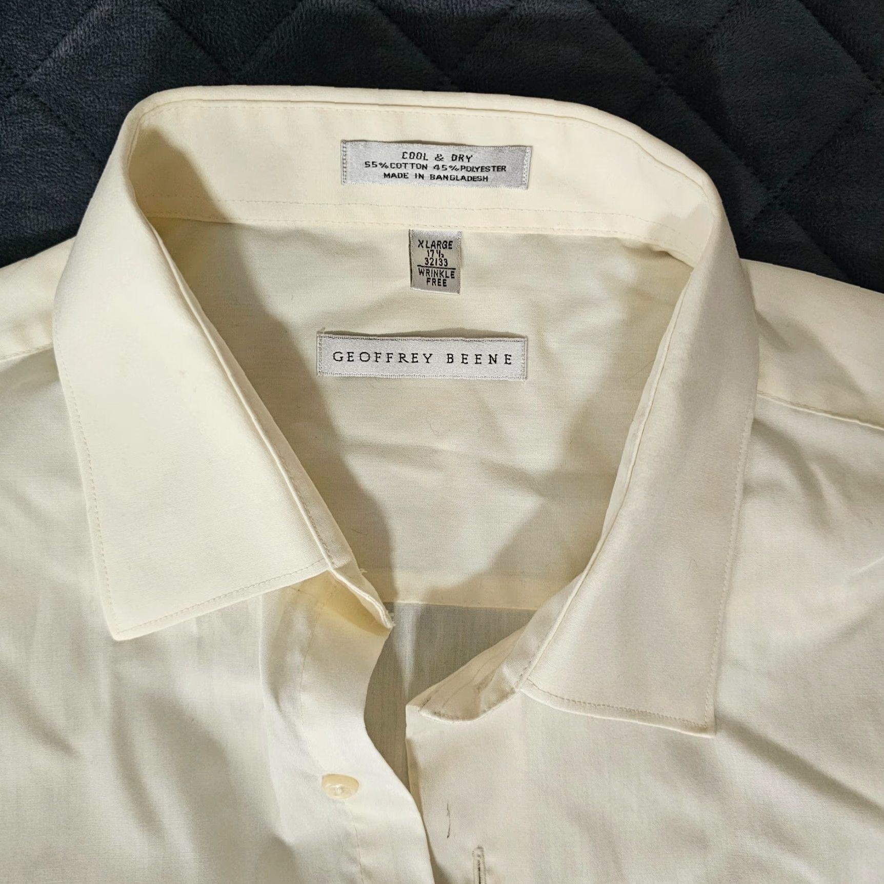 Geoffrey Beene Geoffrey Beene Dress Shirt Mens Size 15.5 32/33 Wrinkle Free Yellow Classic Vintage Button Collared Chest 25 in Long Sleeve Size 42R - 2 Thumbnail