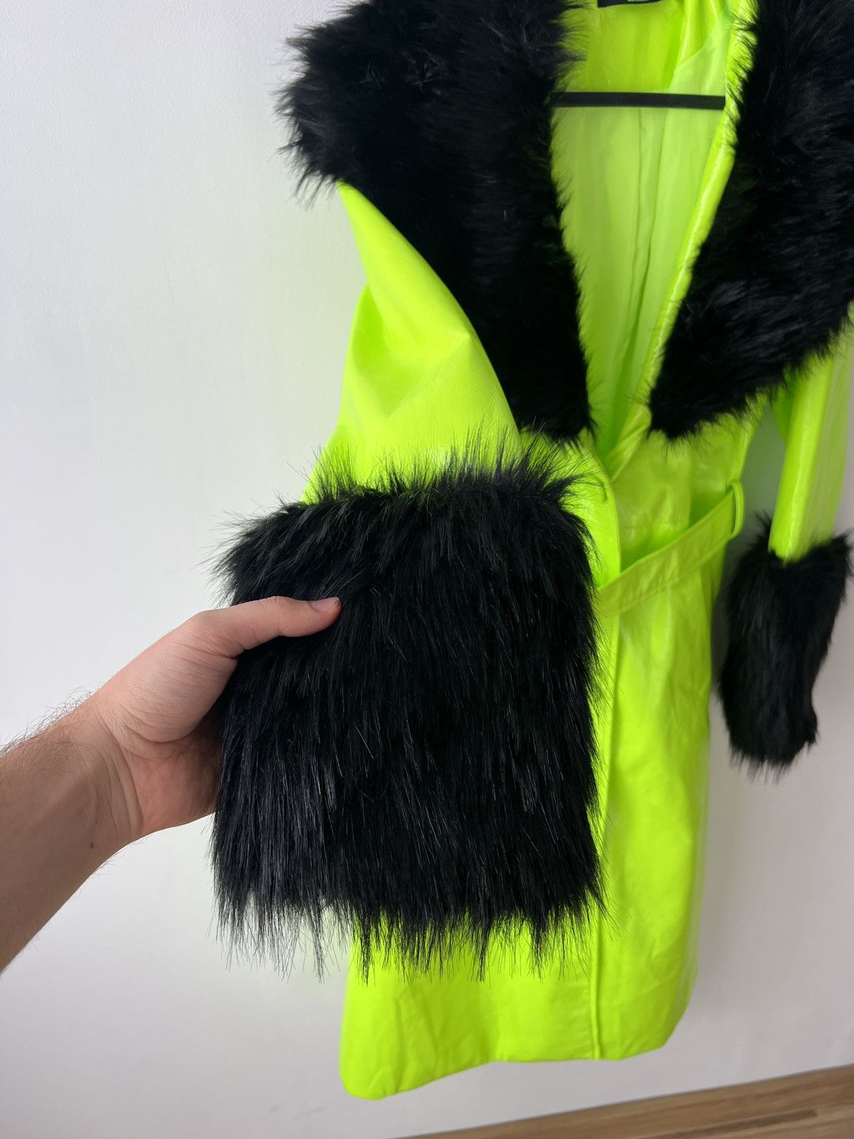 Jaded London Jaded London Neon Green Trench Coat Faux Fur Trims UK10 Size S / US 4 / IT 40 - 6 Thumbnail