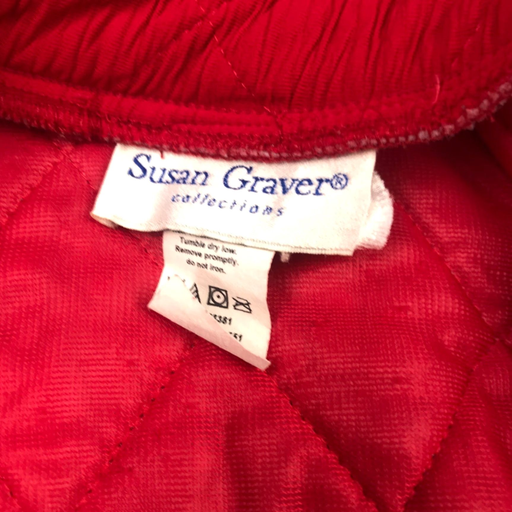 Vintage Susan Graver Womens Quilted Jacket Medium Red Pockets Shoulder Pads Zip Up Casual Synthetic Polyester Jacket Winter Fall Spring Summer Size M / US 6-8 / IT 42-44 - 7 Thumbnail