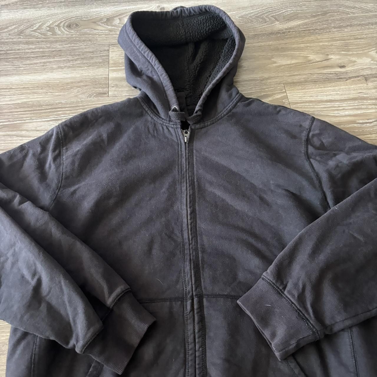 Vintage Crazy Vintage Y2K/2000s Black Blank Sherpa Lined Essential Zip Up Hoodie! Size XL Size US XL / EU 56 / 4 - 5 Thumbnail