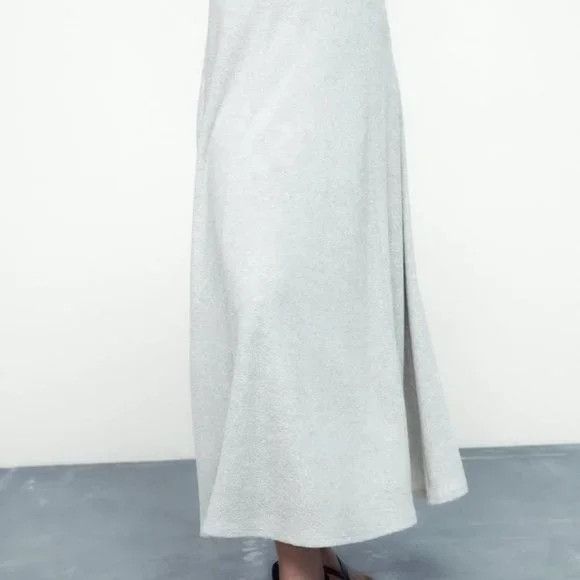 Zara Zara Silver Knit Metallic Thread Sleeveless Top & Maxi Skir Size S / US 4 / IT 40 - 7 Thumbnail