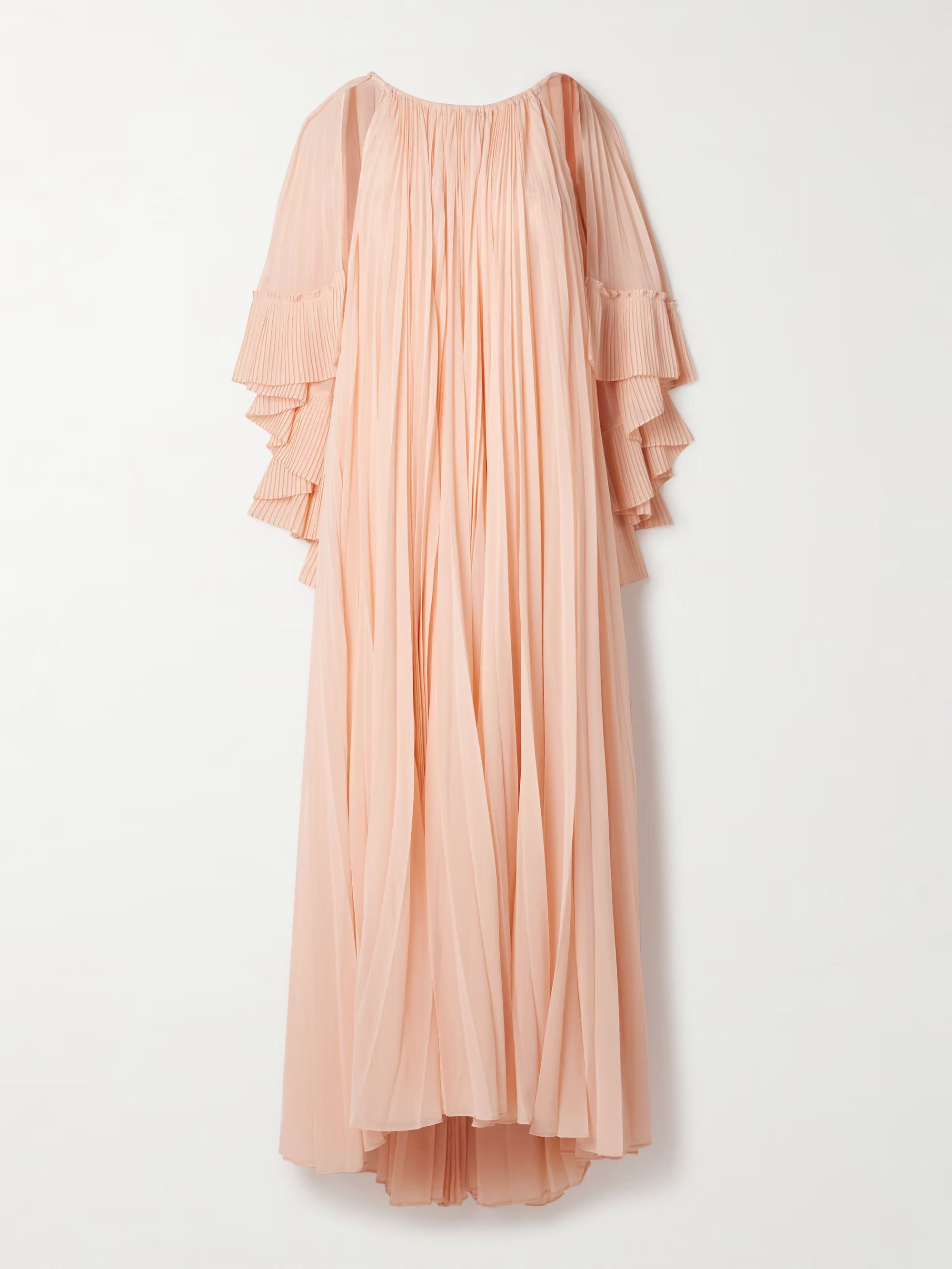 oc11z0226 Illuminate Cape Pleated Maxi Dress In Multicolor