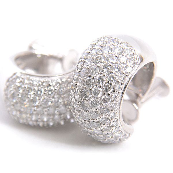 Other LuxUness Ponte Vecchio Diamond Pave Hoop Earrings K18WG Metal Earrings Size ONE SIZE - 1 Thumbnail