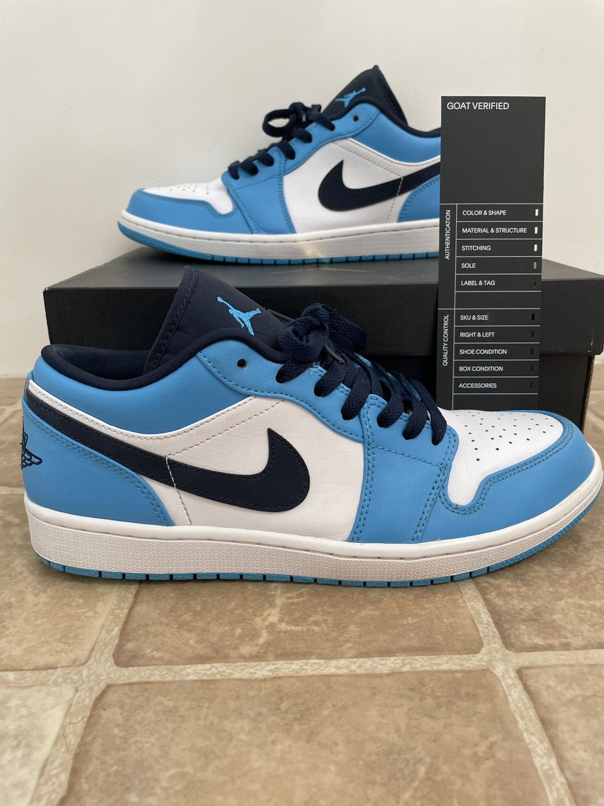 image of Jordan Nike Air Jordan 1 Low Unc Shoes in Blue, Men's (Size 10)