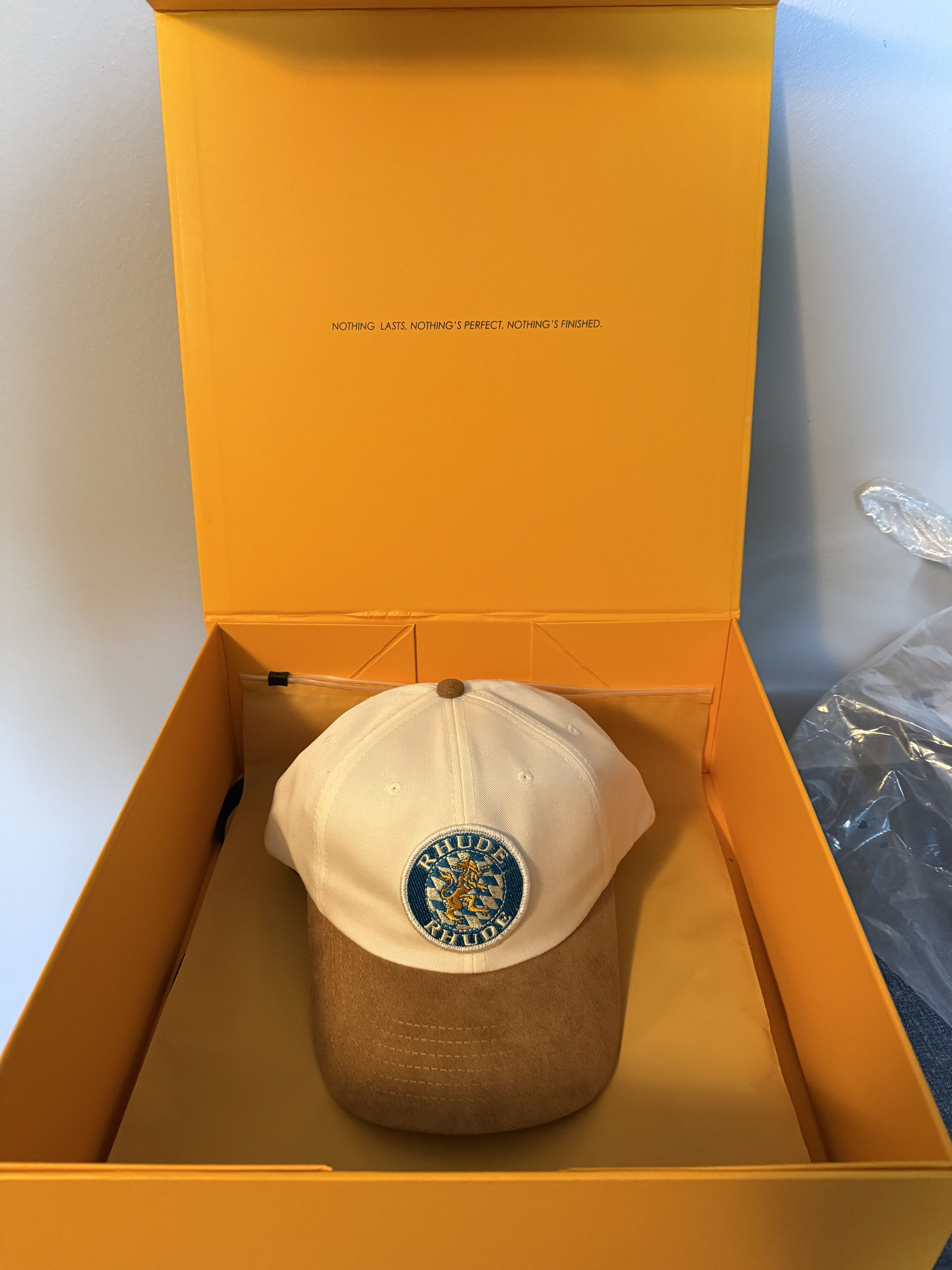 Rhude Rhude Suede Crest 6 Panel Cap - Creme/Tan Size ONE SIZE - 6 Thumbnail