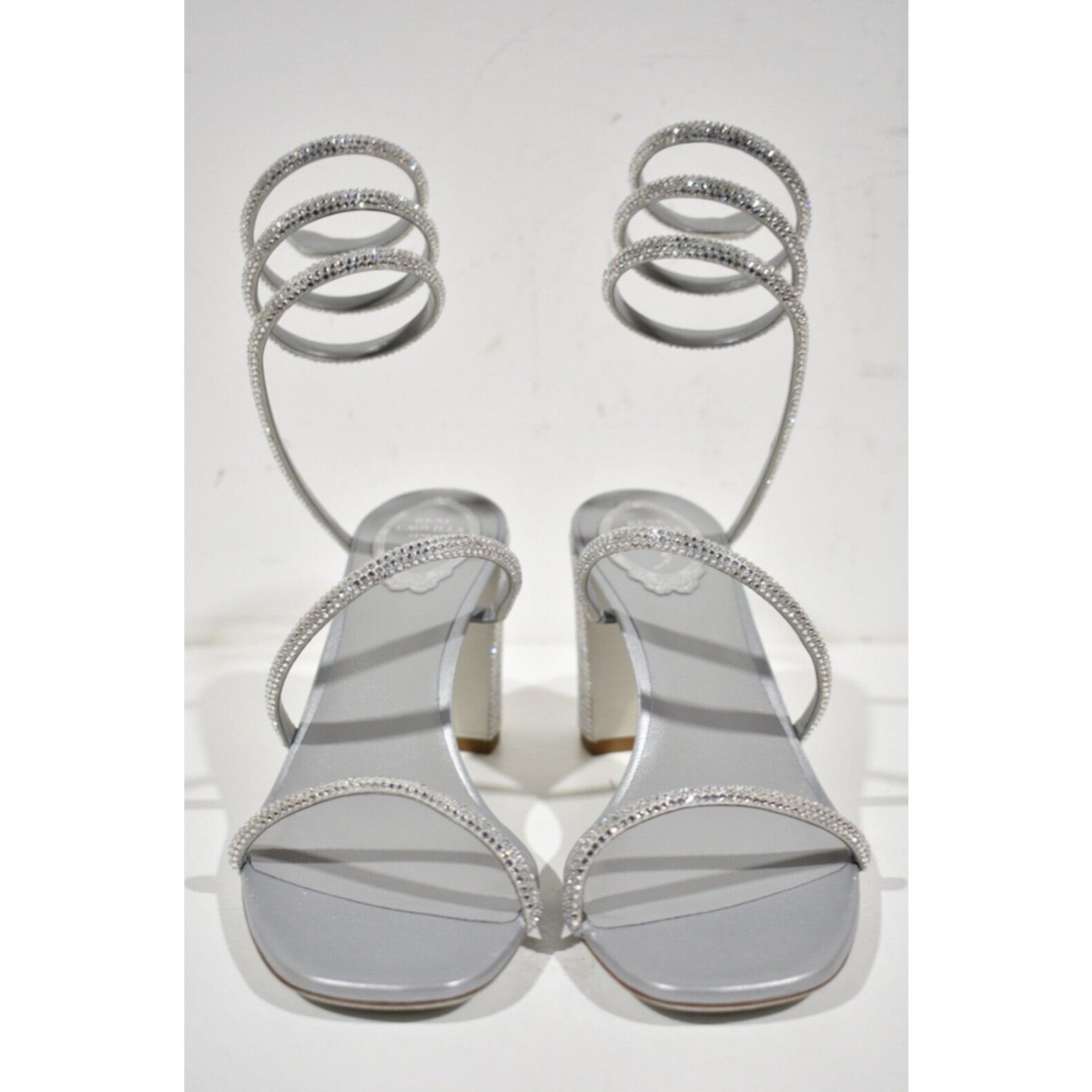 Rene Caovilla Cleo Crystal Wrap Strap Sandal Block Heel Pump 38 Size US 8 / IT 38 - 6 Thumbnail