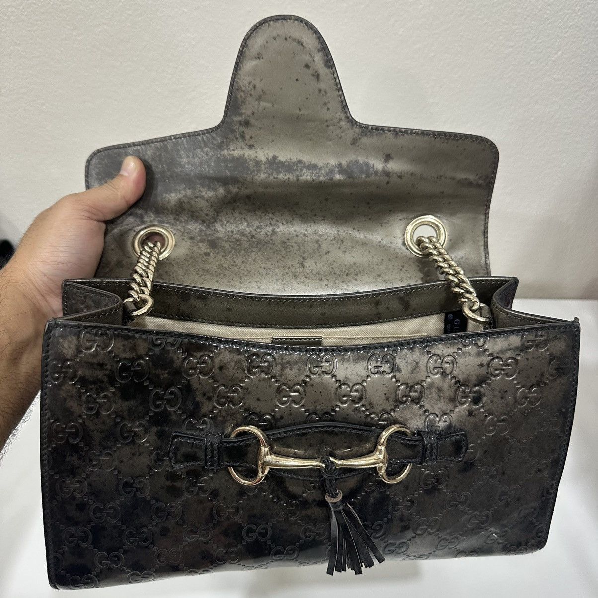 Gucci GUCCI HORSEBIT EMILY CHAIN SHOULDER BAG PATENT LEATHER 30 Size ONE SIZE - 14 Thumbnail