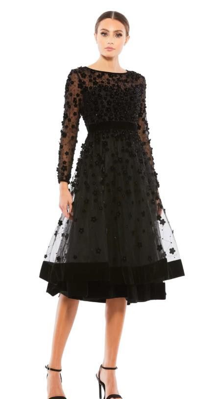 image of Designer NWT Mac Duggal Embellished Long Sleeve Msrp $498, Size 14 in Black, Women's