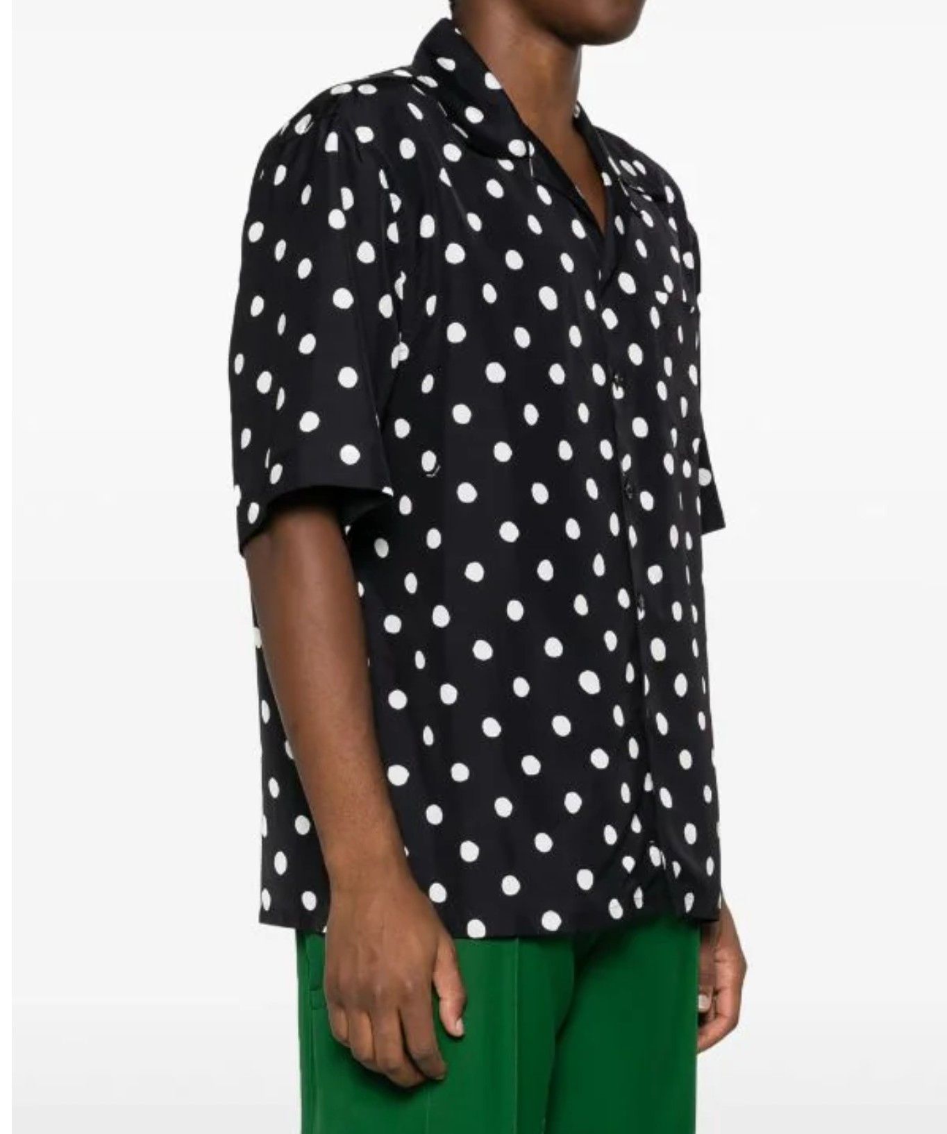 image of Marni Oversized Polka-Dot Short Sleeves Shirt - Unisex in Black/White, Men's (Size Small)