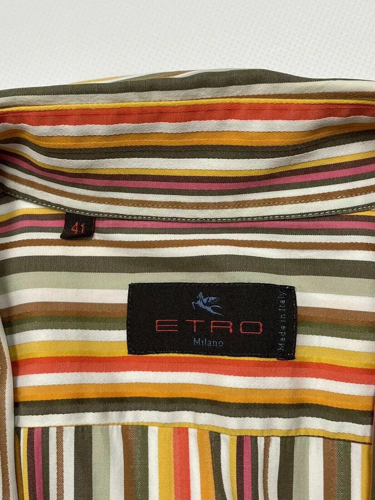 Etro ETRO Men’s Stripped Shirt Orange Size 41 Size US XL / EU 56 / 4 - 12 Thumbnail