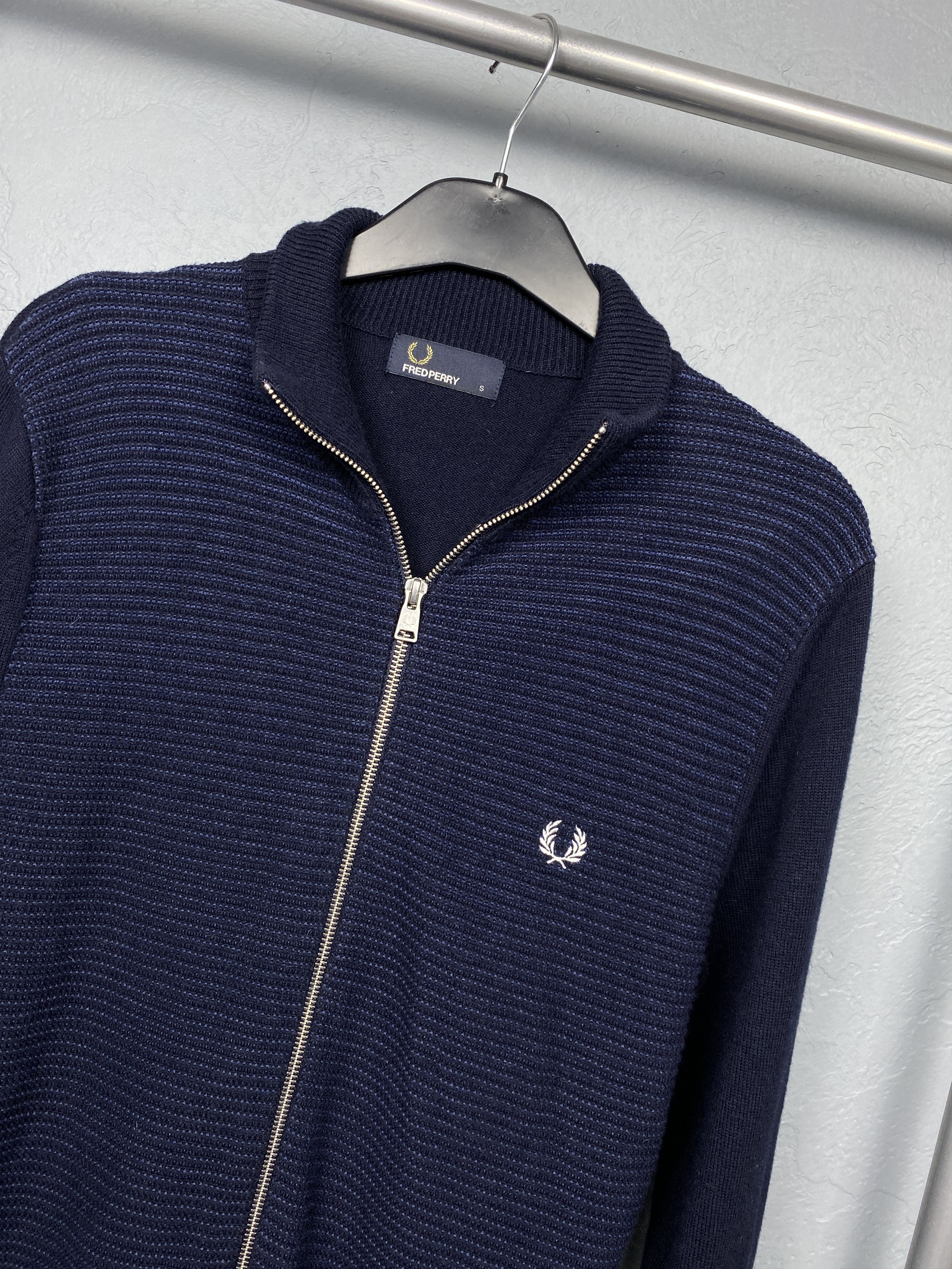 Fred Perry Fred Perry Vintage Mens Full Zip Wool Knit Sweater Size US S / EU 44-46 / 1 - 2 Thumbnail