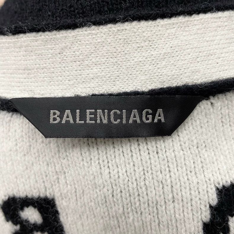 Balenciaga Balenciaga Black Full Print Logo Knit Cardigan Size S / US 4 / IT 40 - 5 Thumbnail