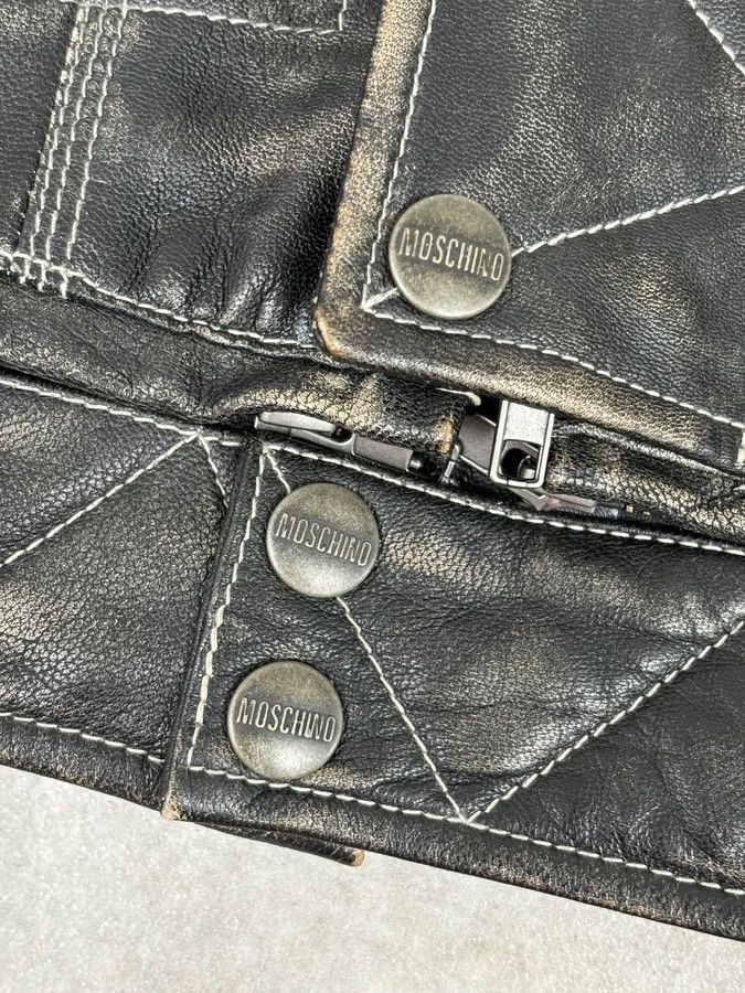 Moschino AW2020 Moschino Faded Leather Trucker Bomber Grey Jacket Size US M / EU 48-50 / 2 - 11 Thumbnail