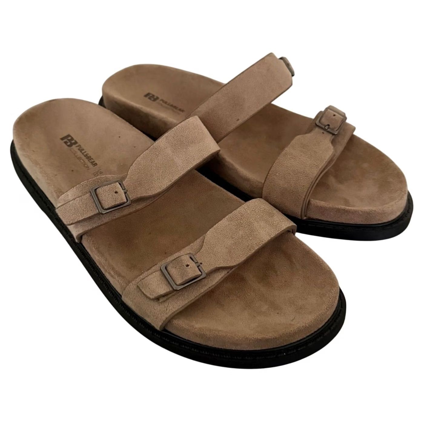 Vintage VINTAGE Pull & Bear Sandals Slip-On Tan Suede Buckle Double Strap US 7.5 / EU 38 Womens Size US 8 / IT 38 - 2 Thumbnail