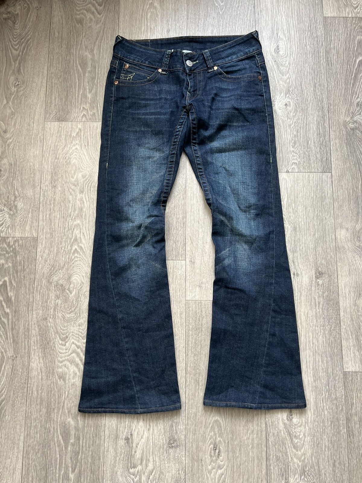 If Six Was Nine True Religion Low Rise Flared Denim Black Jeans Size 29" - 2 Thumbnail