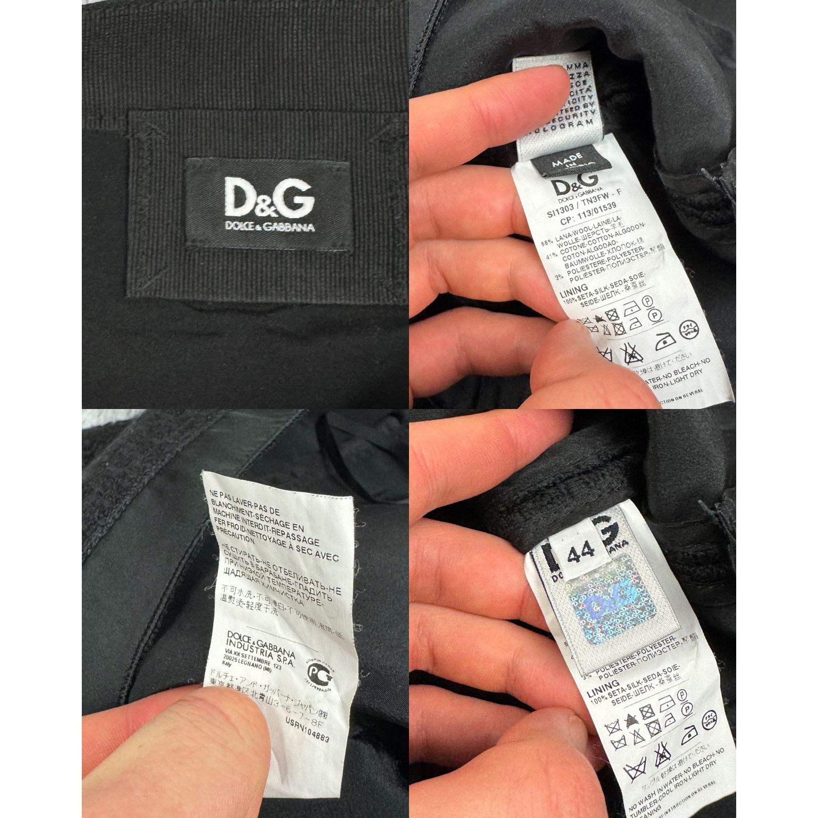 Dolce & Gabbana Dolce & Gabbana Womens Black Wool Cotton Side Zip Mini Skirt Size 32" / US 10 / IT 46 - 3 Thumbnail