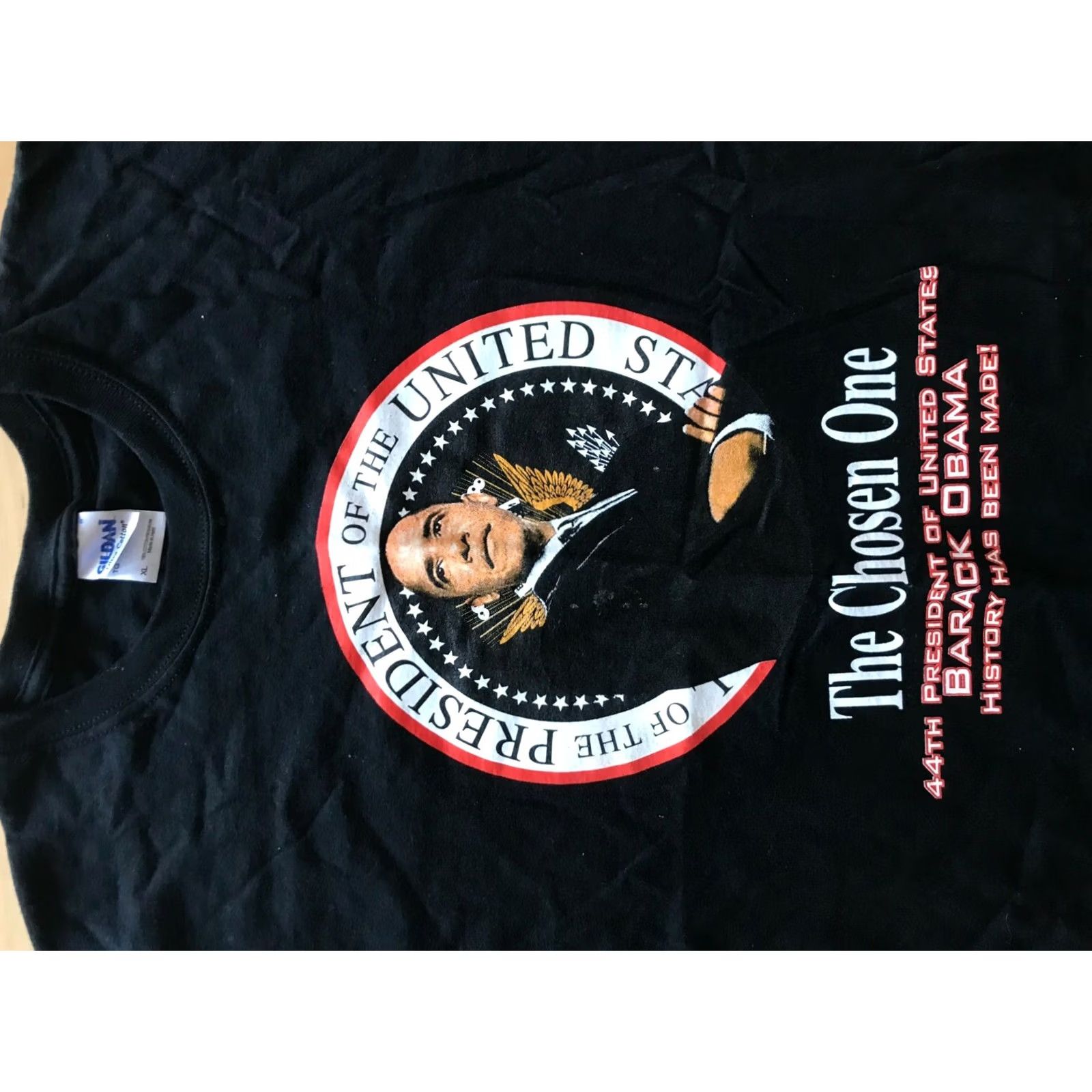 Gildan VINTAGE Mens XL Tee Shirt Barack Obama 44th President Chosen 1 Black Short Sleeve T-Shirt Gildan Size US XL / EU 56 / 4 - 3 Thumbnail