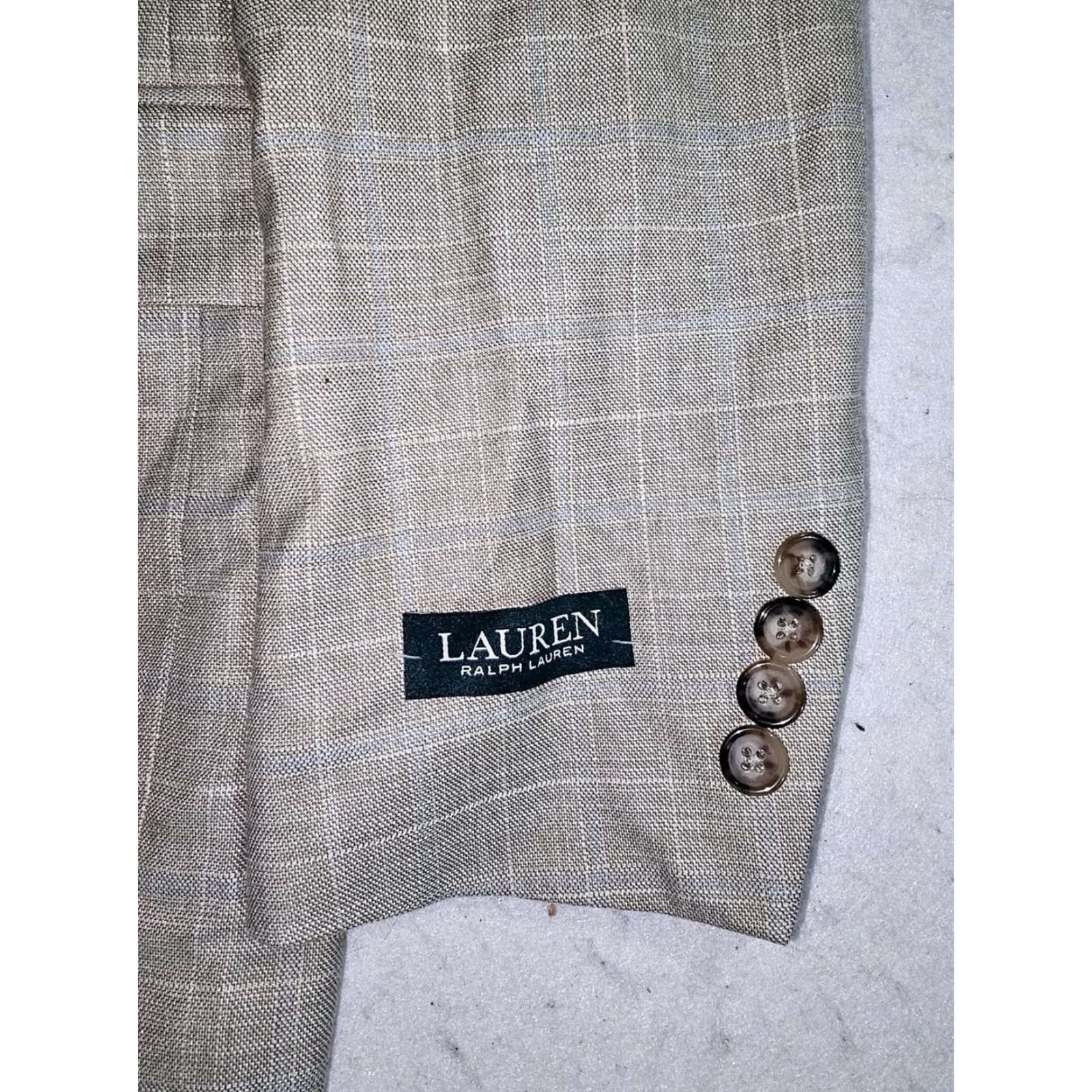 Ralph Lauren Ralph Lauren Mens Blazer Sz 38R Ultraflex Lexington Two-Button Single-Breasted Tan/Blue Check NWT Size 38R - 3 Thumbnail