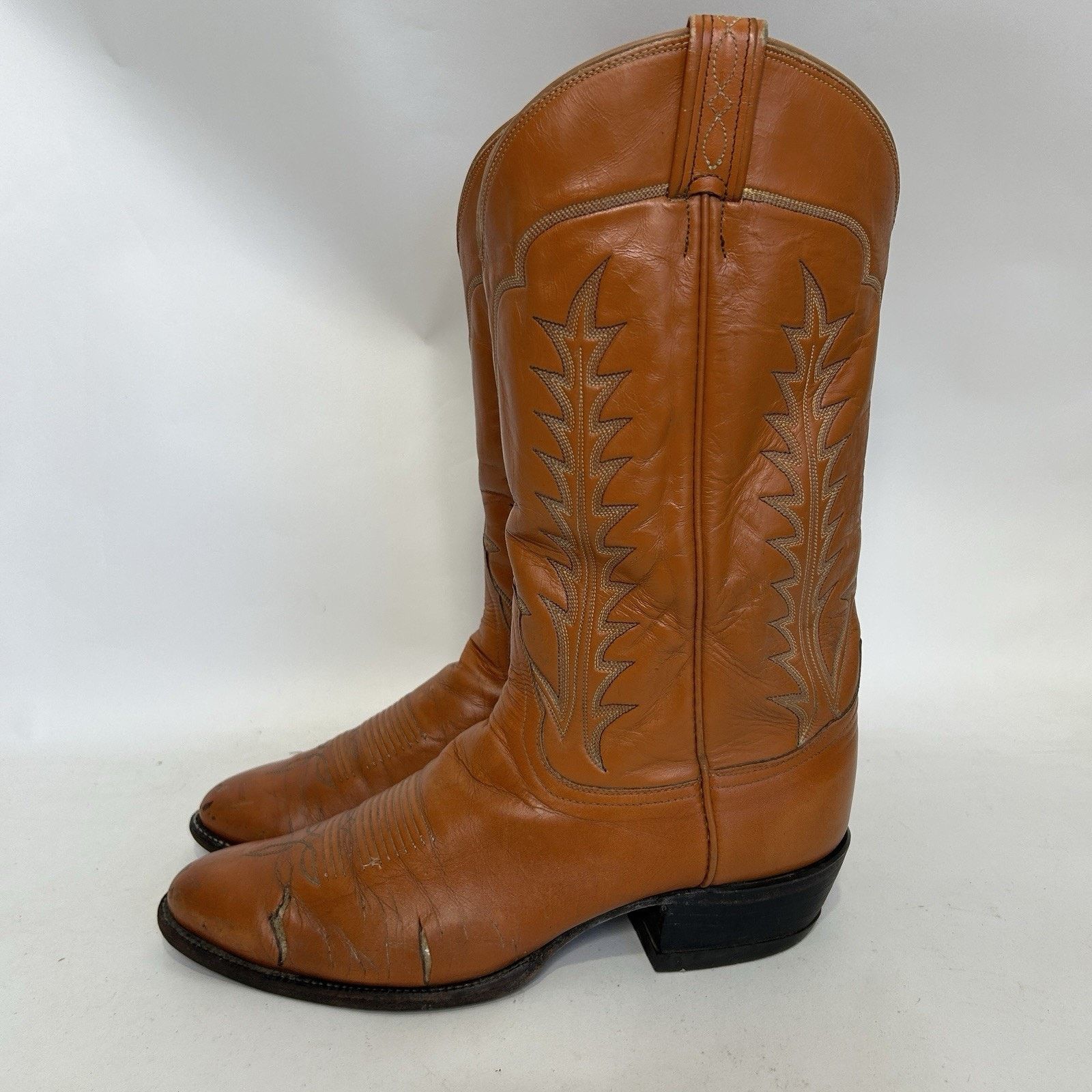 Tony Lama Vintage Tony Lama Cowboy Boots “Tan Brown” Black Label Size US 10.5 / EU 43-44 - 4 Thumbnail