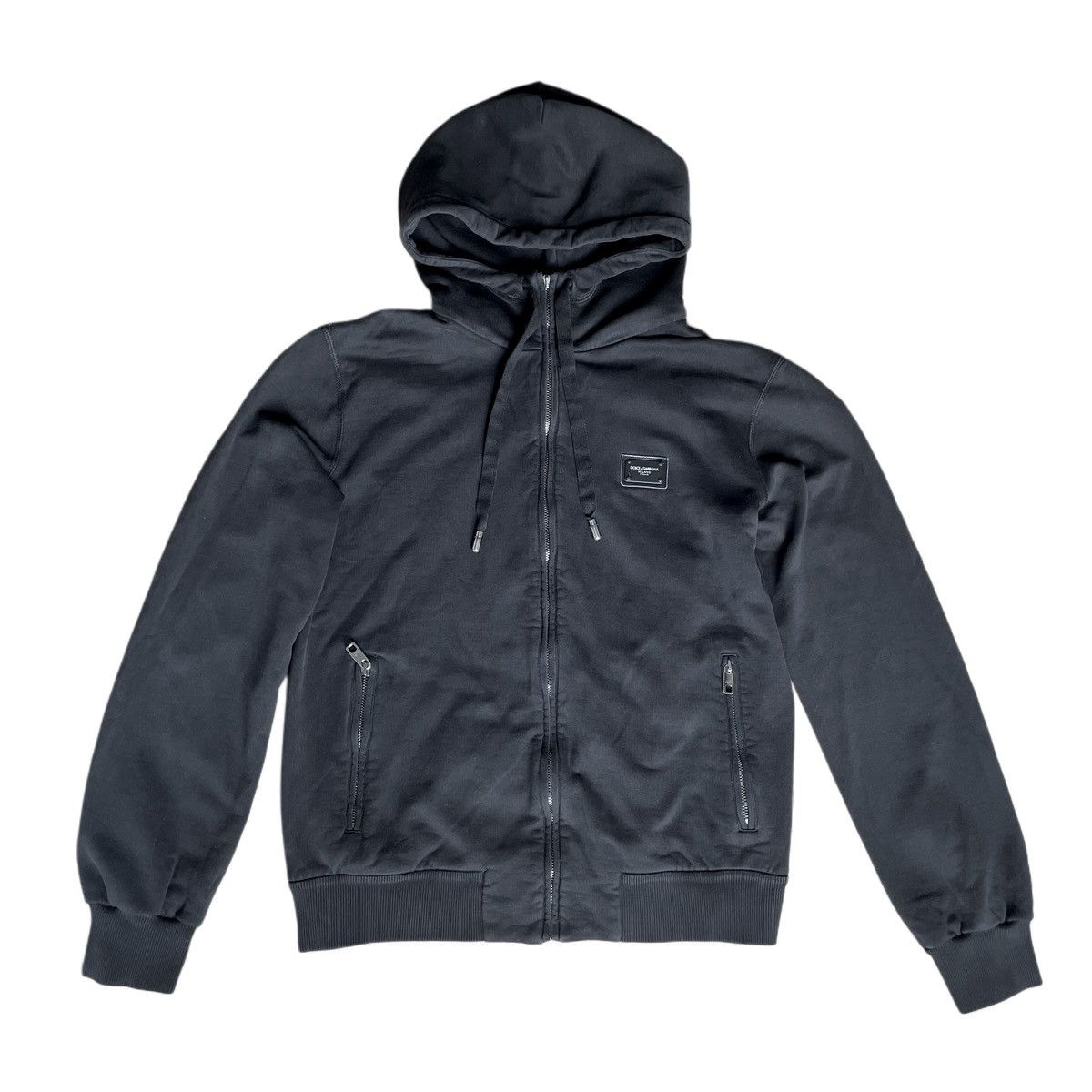 Dolce & Gabbana Black Cotton High Neck Zip Hoodie Size US M / EU 48-50 / 2 - 1 Thumbnail