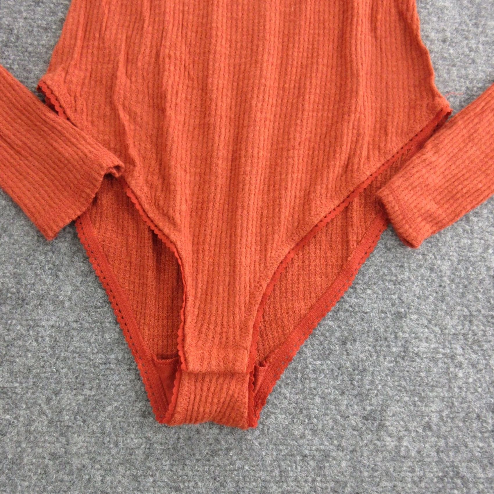 Free People Free People Bodysuit Womens Small Orange Ribbed Turtleneck Long Sleeve Stretch Size S / US 4 / IT 40 - 2 Thumbnail
