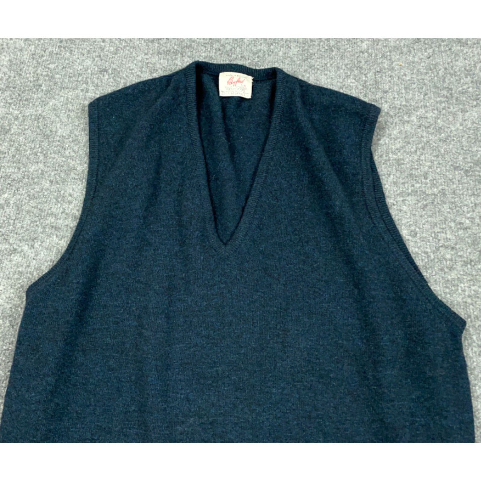 Hardy Amies VINTAGE Hardy Amies Wool Vest V-Neck Sleeveless Lambs Wool Blue XL England Made Mens Vest Size US XL / EU 56 / 4 - 7 Thumbnail