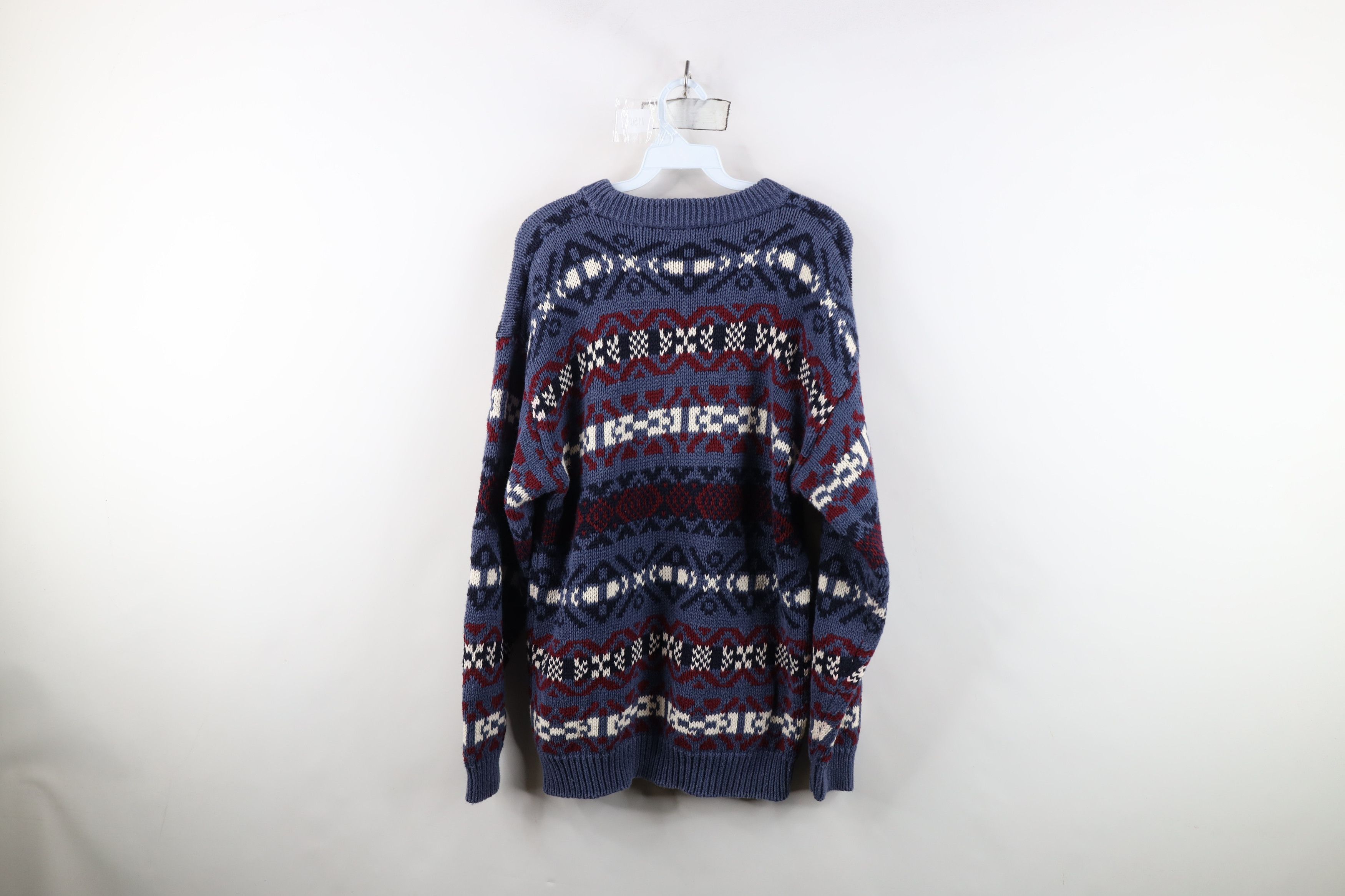 Vintage Vintage 90s Streetwear Fair Isle Cotton Knit Sweater Size US M / EU 48-50 / 2 - 8 Thumbnail