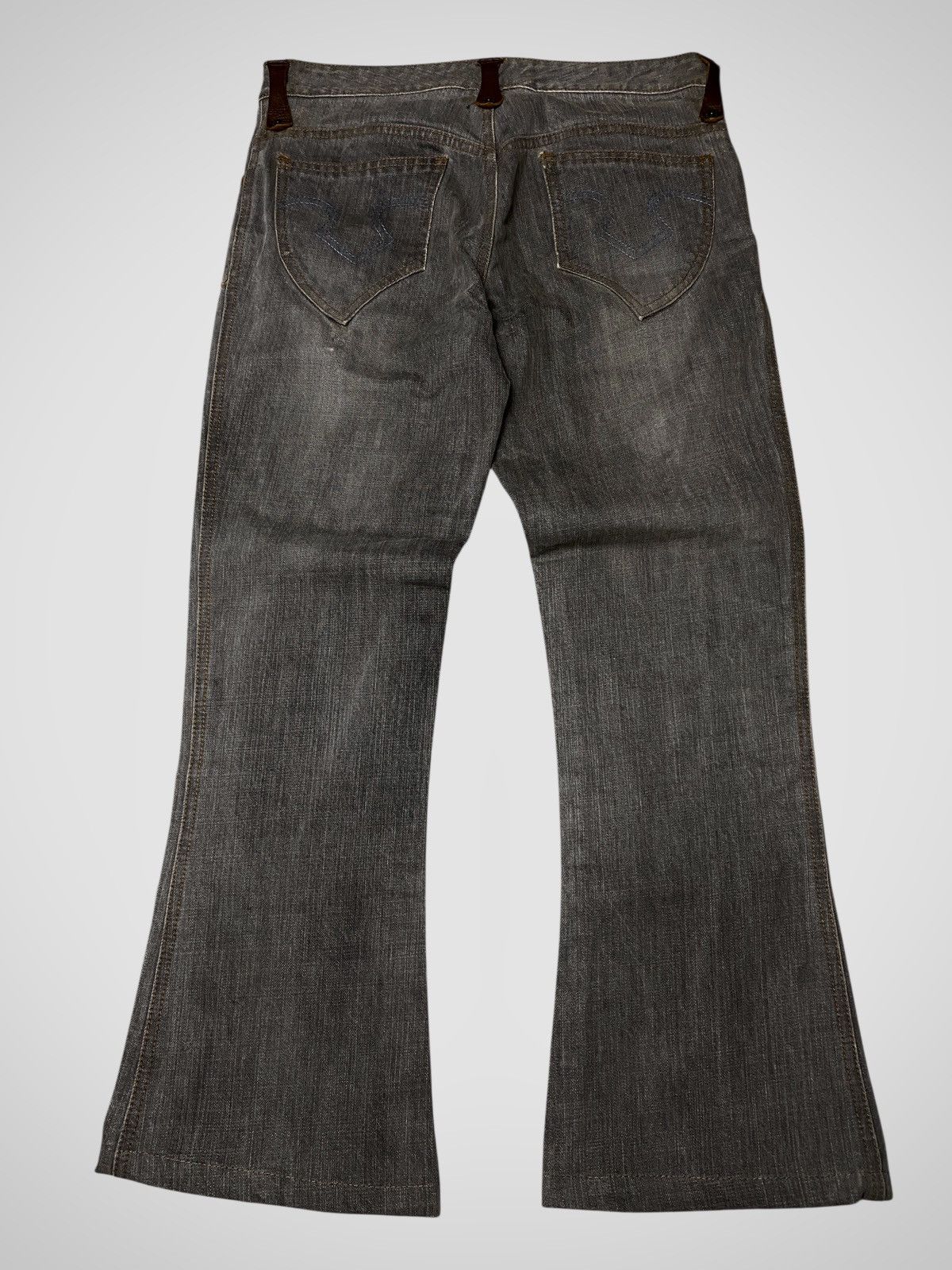 Le Grande Bleu (L.G.B.) 2000's Obelisk Leather Artisanal Flared Jeans Size US 28 / EU 44 - 3 Thumbnail