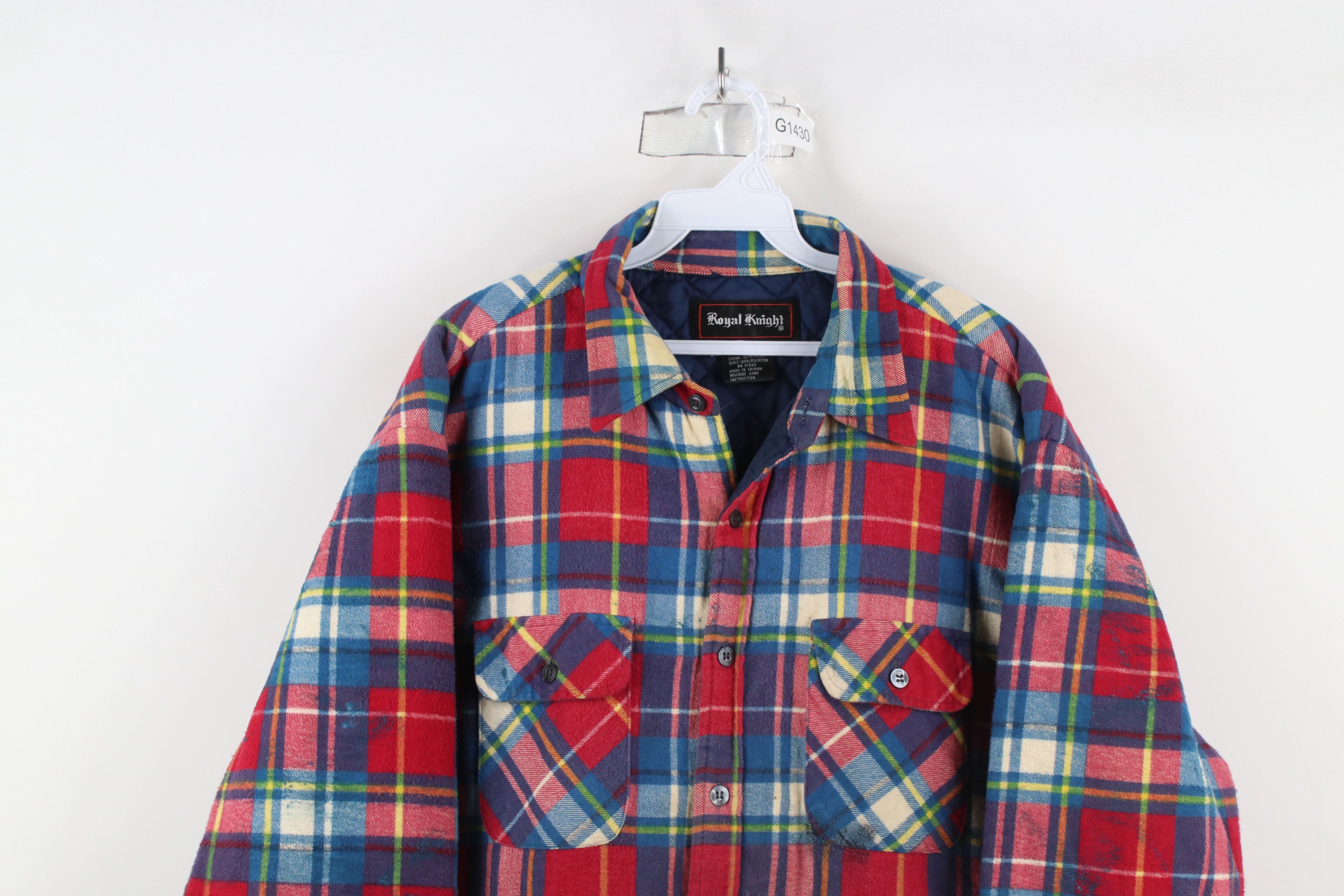 Vintage Vintage 90s Streetwear Flannel Quilted Button Shirt Jacket Size US XL / EU 56 / 4 - 2 Thumbnail
