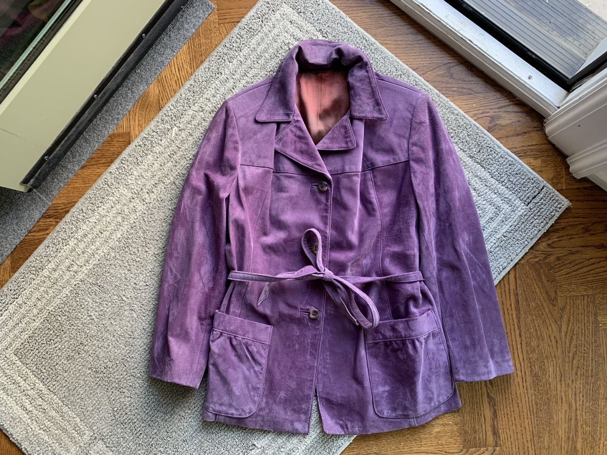 Danier × Other × Vintage Vintage Purple Suede Blazer 80s Leather Coat Belted Petite Size US S / EU 44-46 / 1 - 13 Thumbnail