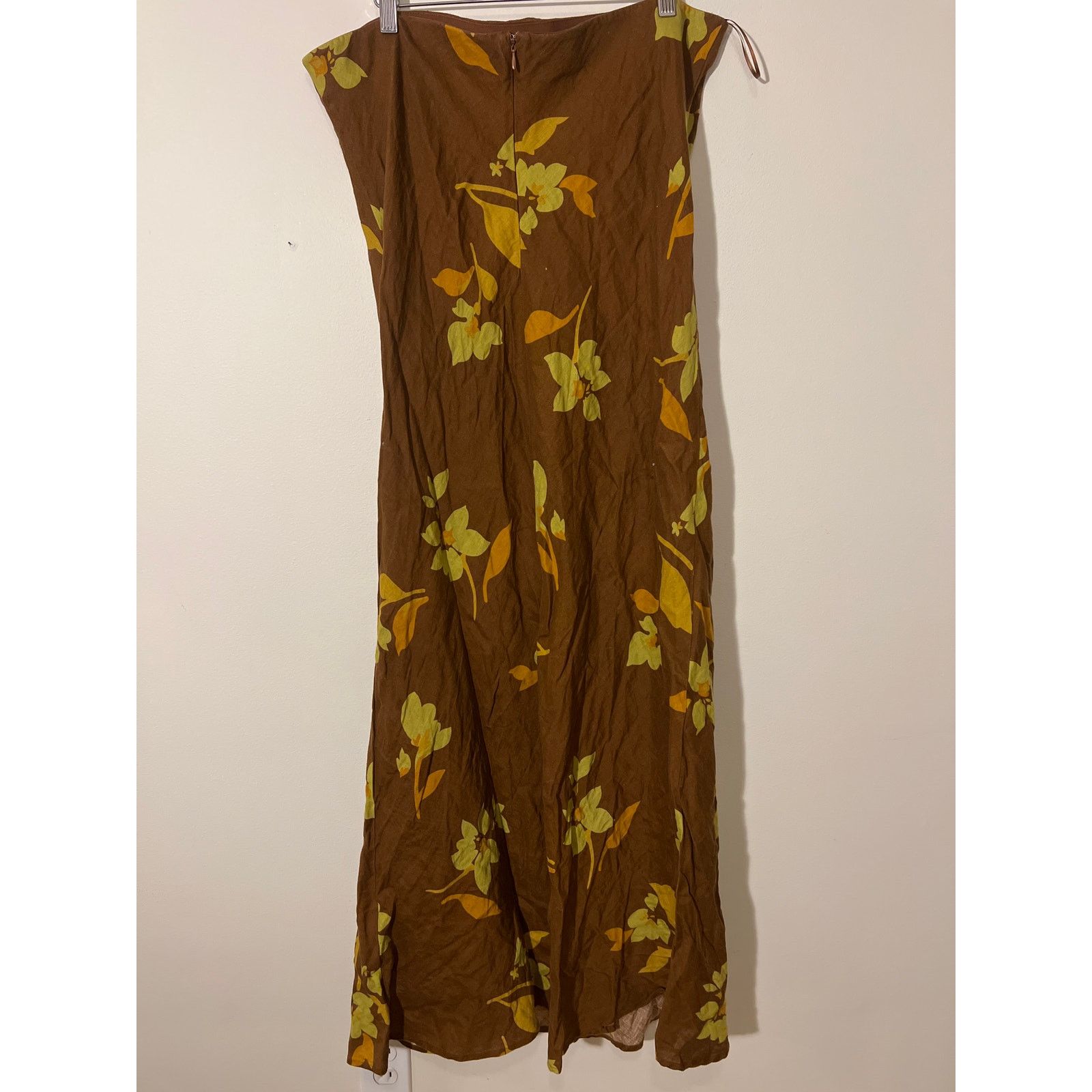 Other RTR Soleil Soleil 5 Brown Floral Linen Strapless Maxi Dress Size XXL / US 16-18 / IT 52-54 - 8 Thumbnail