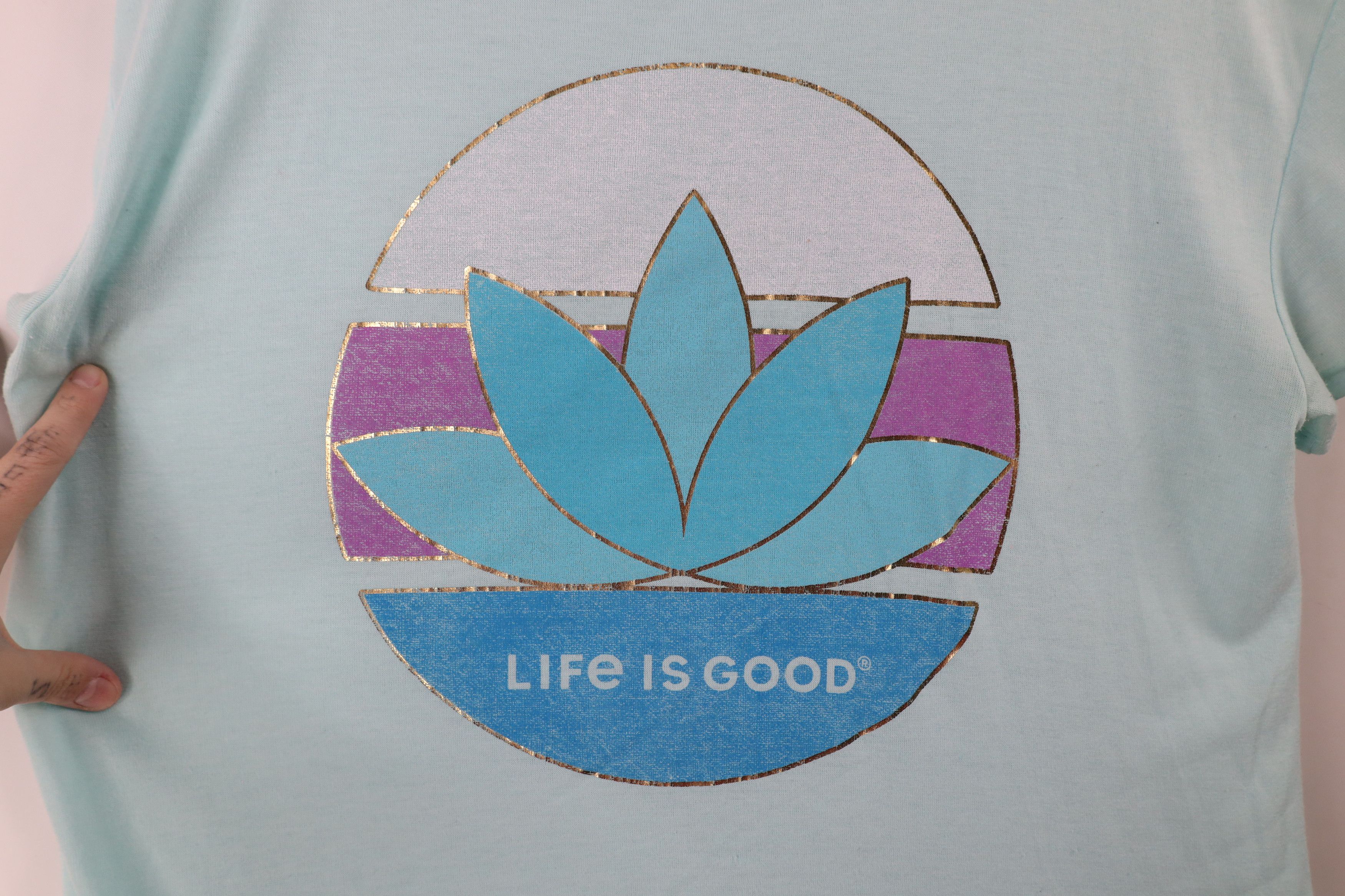 Life is Good × Vintage Life Is Good Spell Flower of Life Knit Short Sleeve T-Shirt Size L / US 10 / IT 46 - 4 Thumbnail