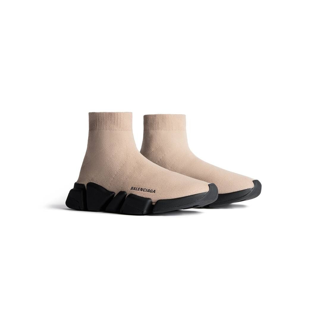 Balenciaga o1mt1gz0824 Speed 2.0 Recycled Knit Sneaker in Beige/Black Size US 8 / IT 38 - 2 Thumbnail