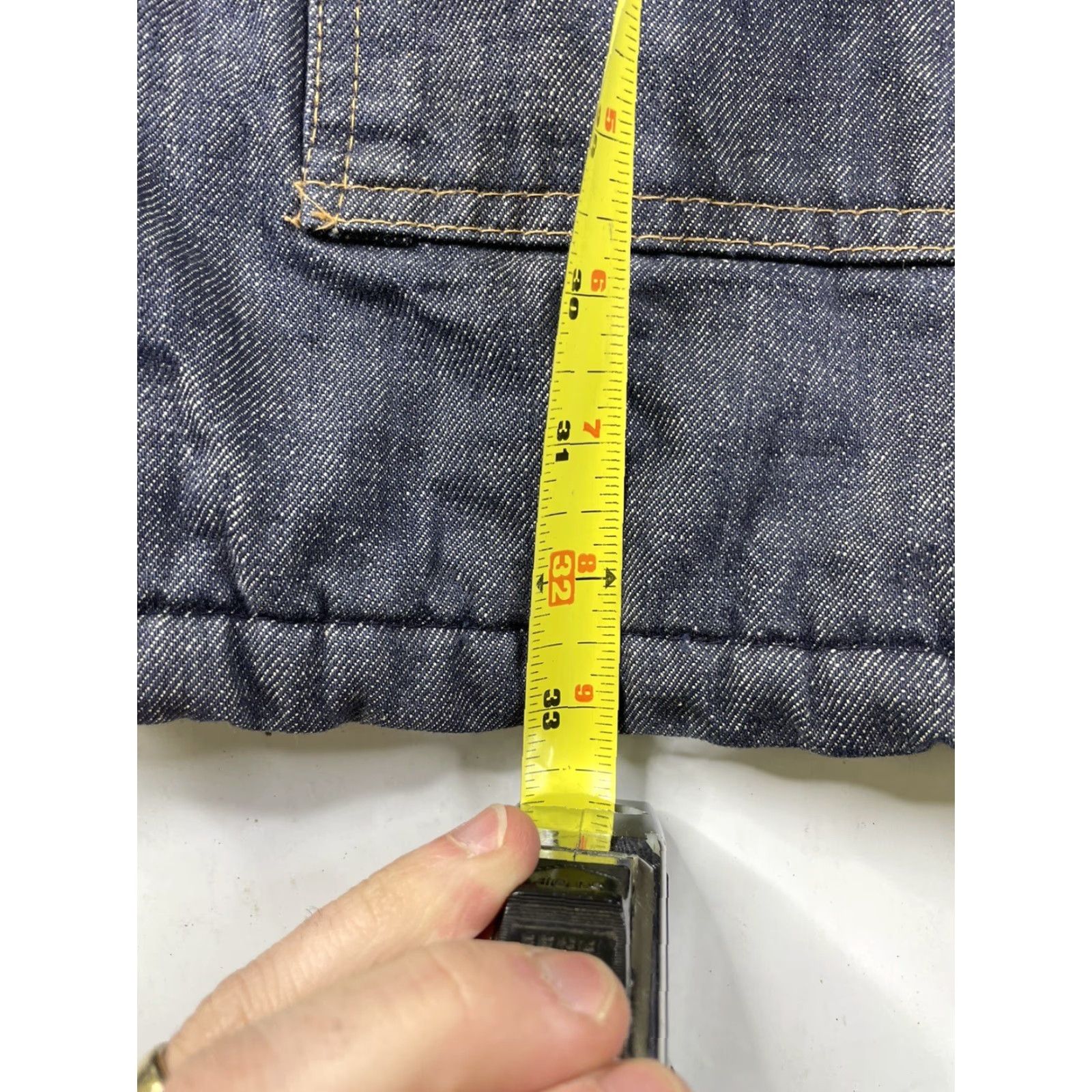 Sears VINTAGE ROEBUCKS Sears Denim Shearling Jacket Chore Coat Sherpa Lined 40 Tall Jeans Cotton Blue Men 80s 90s Western Cowboy Workwear Jacket Size US XXS / EU 40 - 6 Thumbnail
