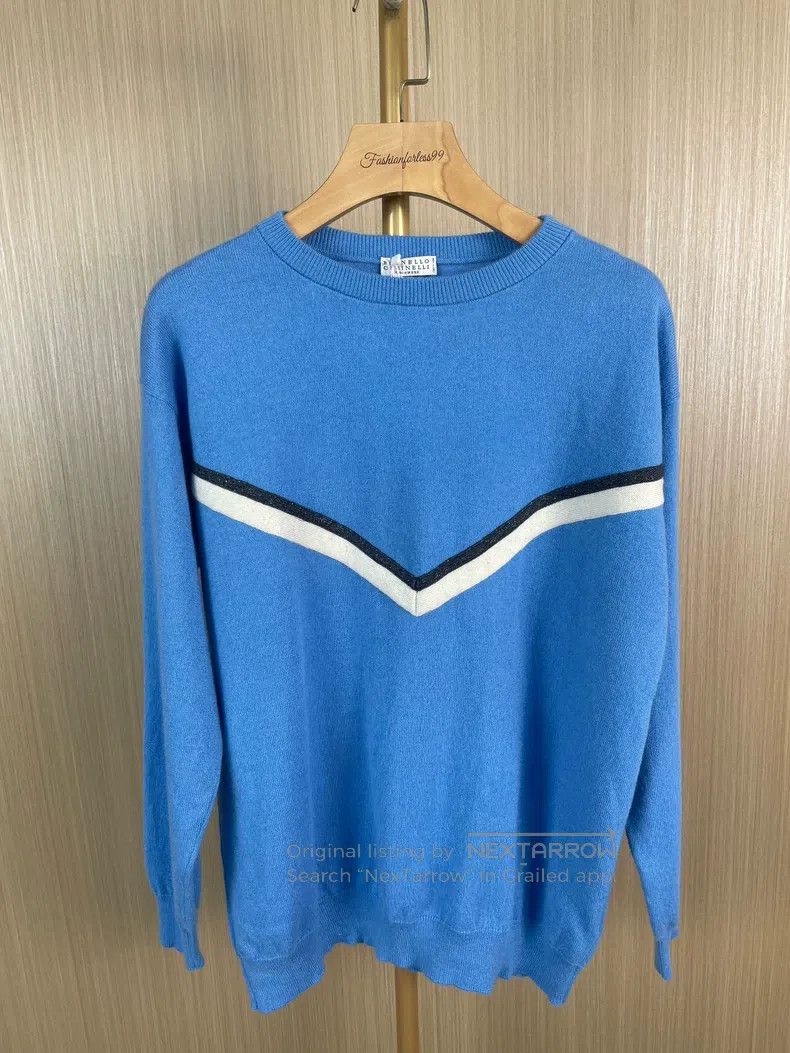 Brunello Cucinelli Brunello Cucinelli Blue Cashmere Knit Top Size M / US 6-8 / IT 42-44 - 1 Thumbnail