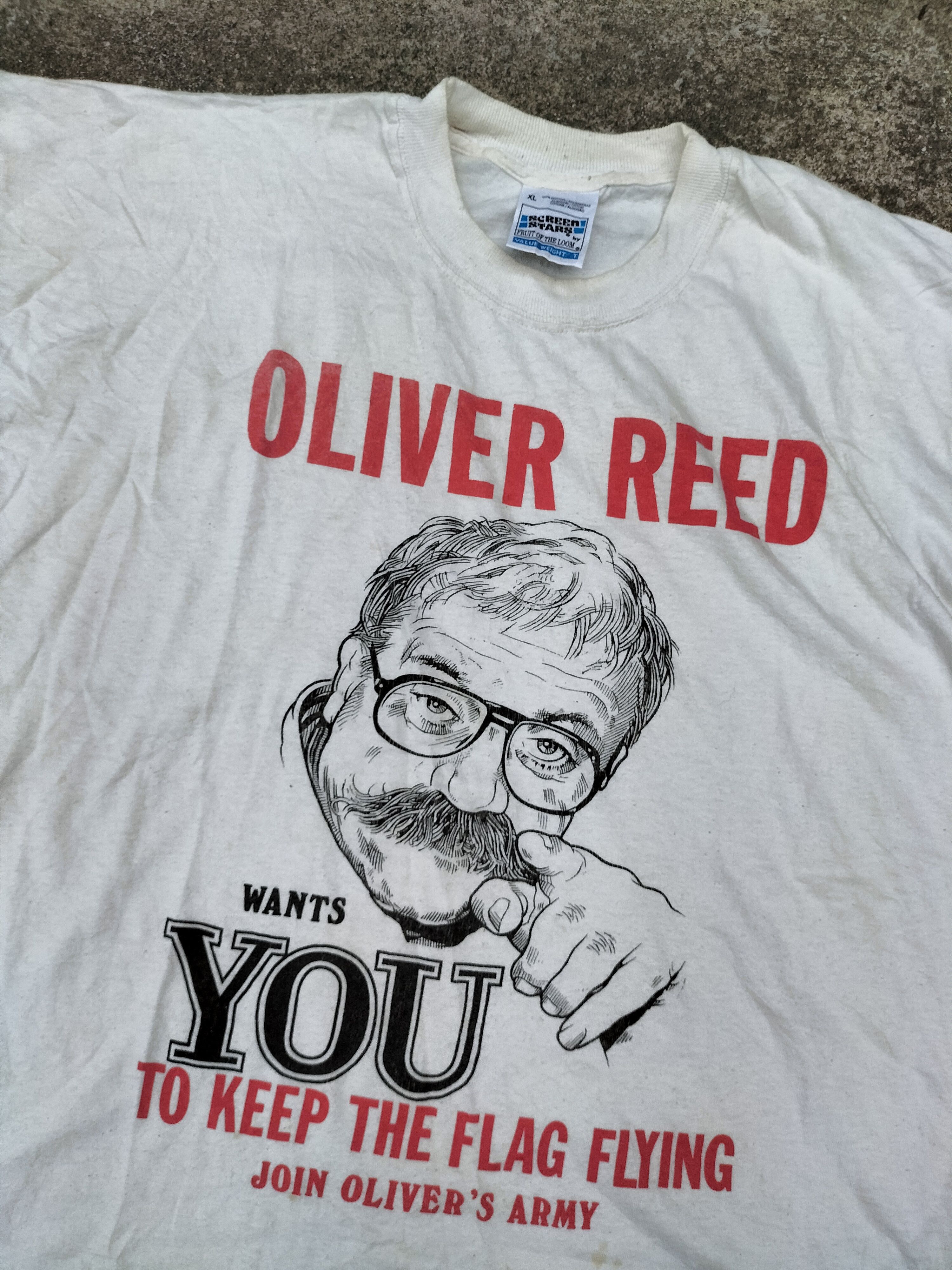 image of Band Tees x Vintage 90's Oliver Reed Music Fashion Country Rock in White, Men's (Size XL)