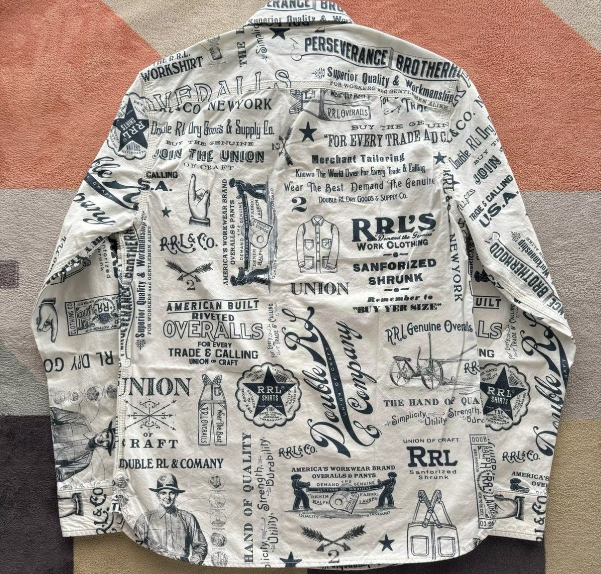 RRL Ralph Lauren RRL Ralph Lauren Double RL Vintage Print Work Shirt K22 Size US S / EU 44-46 / 1 - 7 Thumbnail