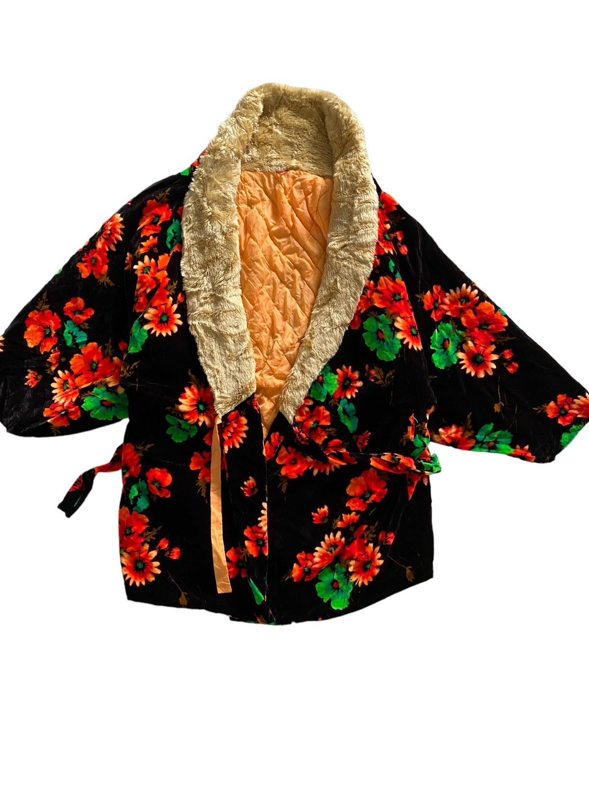 Japanese Brand Vintage kimono velvet Flower Motive Japan Oversized Jacket Size US XL / EU 56 / 4 - 9 Thumbnail
