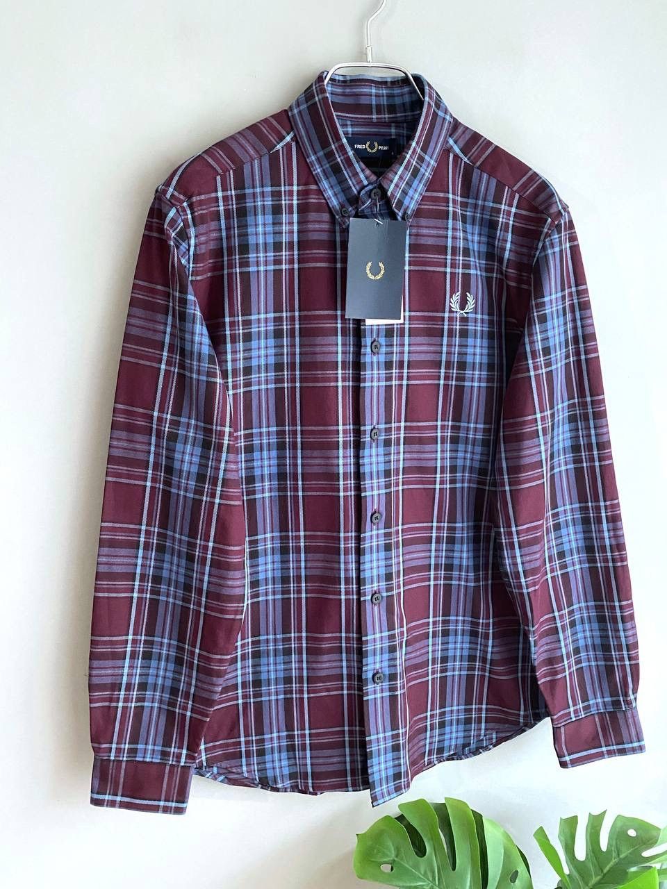Fred Perry Fred Perry Men's Burgundy/Blue Tartan Winter Shirt, Size S Size US S / EU 44-46 / 1 - 3 Thumbnail